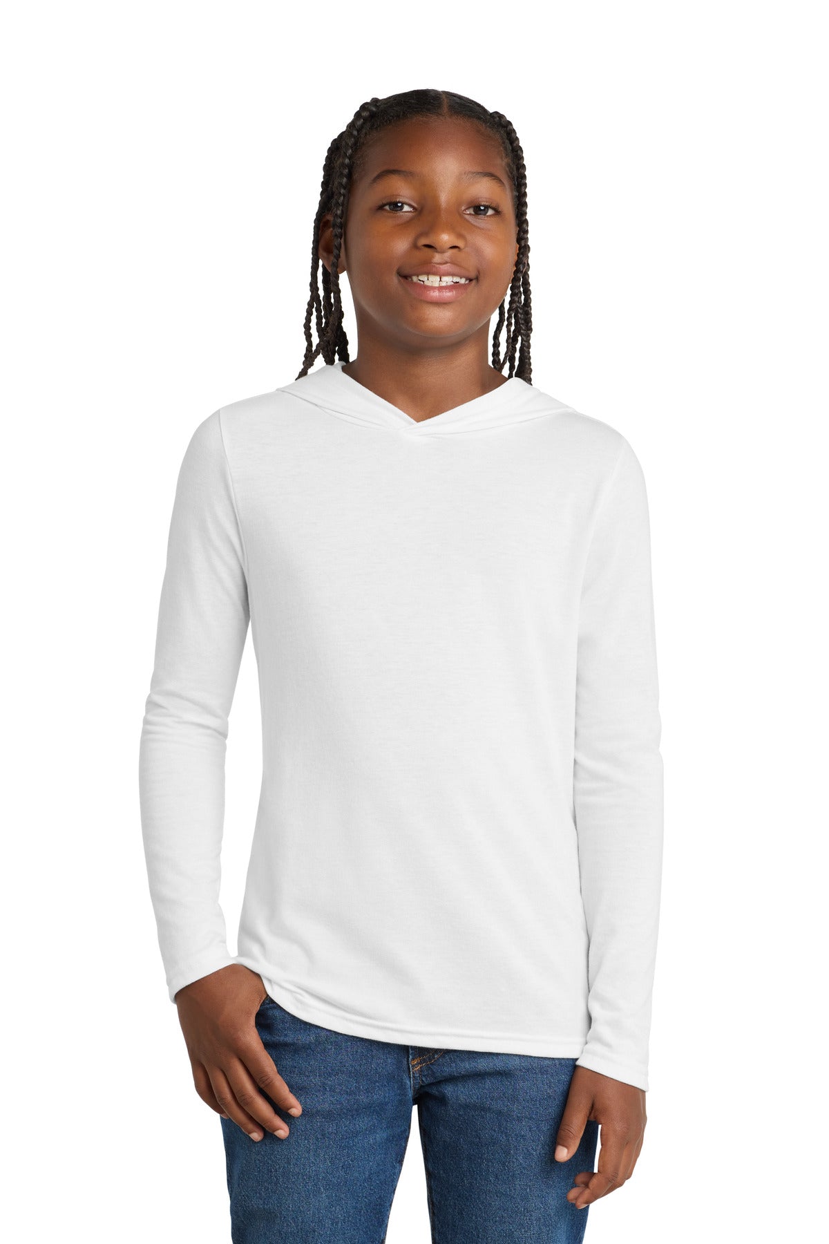 district  ®  youth perfect tri  ®  long sleeve hoodie dt139y