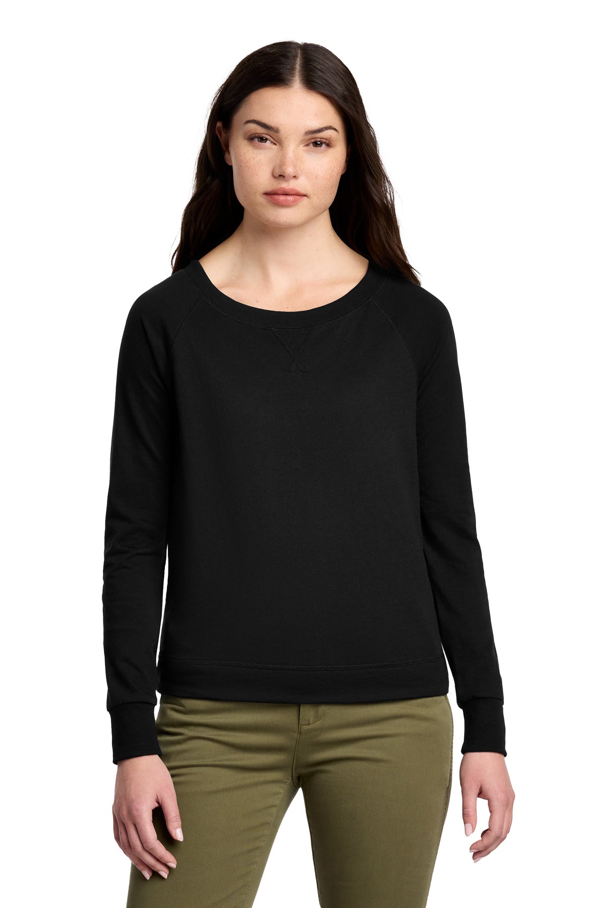 district ®  women's featherweight french terry ™  long sleeve crewneck dt672