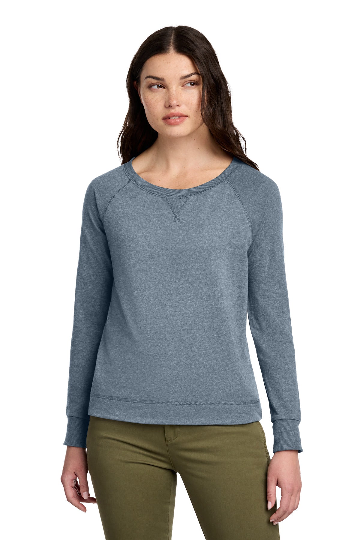 district ®  women's featherweight french terry ™  long sleeve crewneck dt672