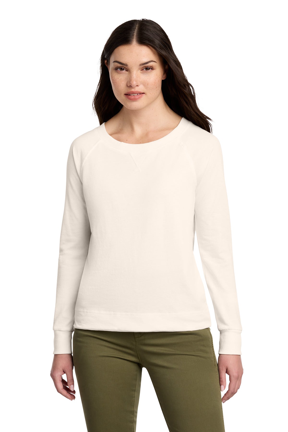 district ®  women's featherweight french terry ™  long sleeve crewneck dt672