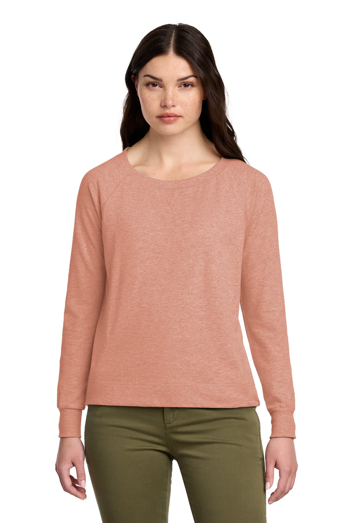 district ®  women's featherweight french terry ™  long sleeve crewneck dt672