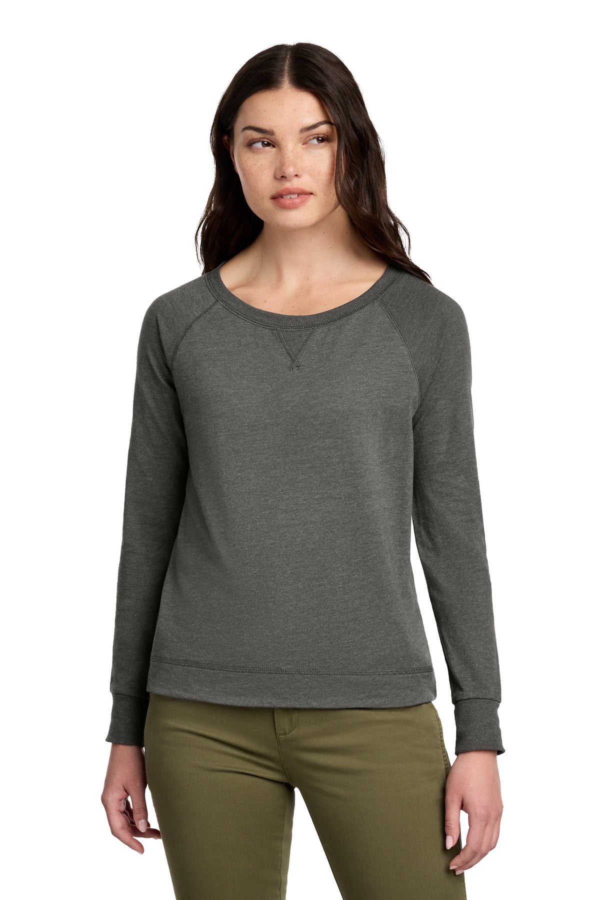 district ®  women's featherweight french terry ™  long sleeve crewneck dt672