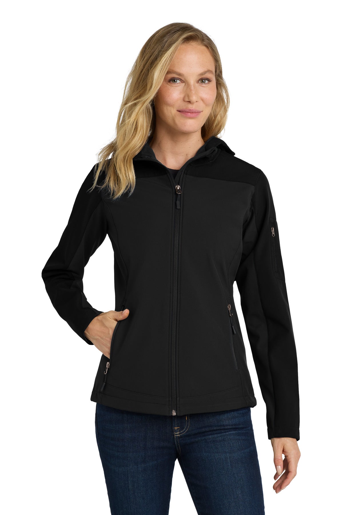port authority ®  women's hooded core soft shell jacket. l335