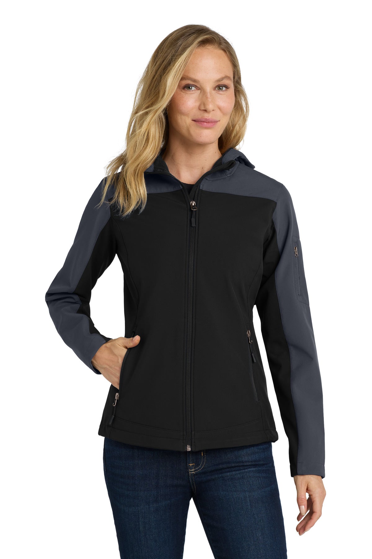 port authority ®  women's hooded core soft shell jacket. l335