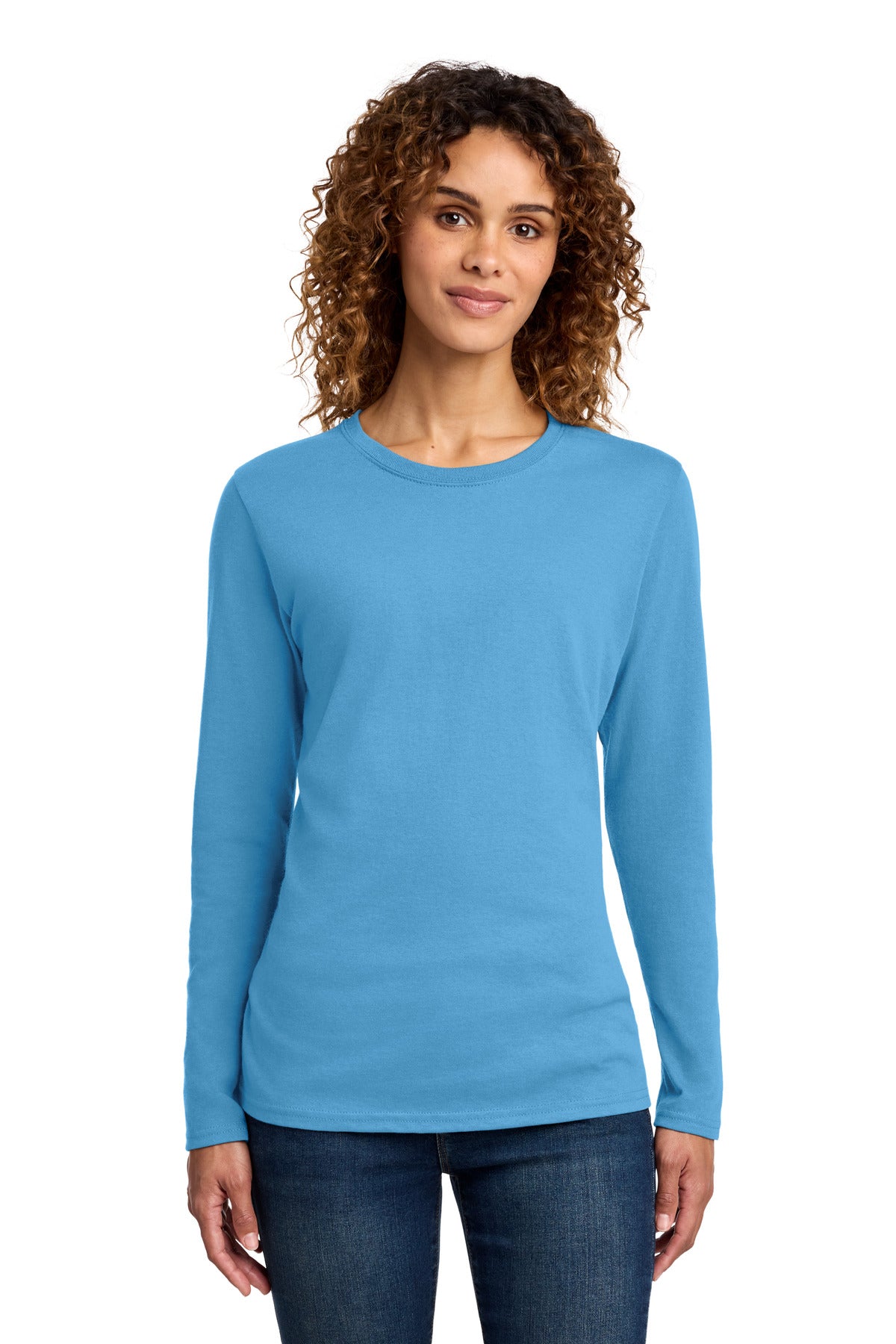 port & co ™  women's long sleeve core cotton tee. lpc54ls