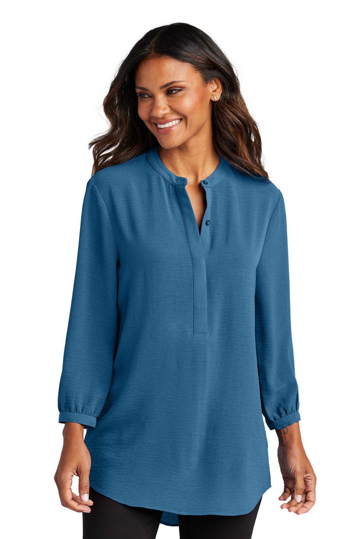 port authority ®  women's 3/4-sleeve textured crepe tunic lw713