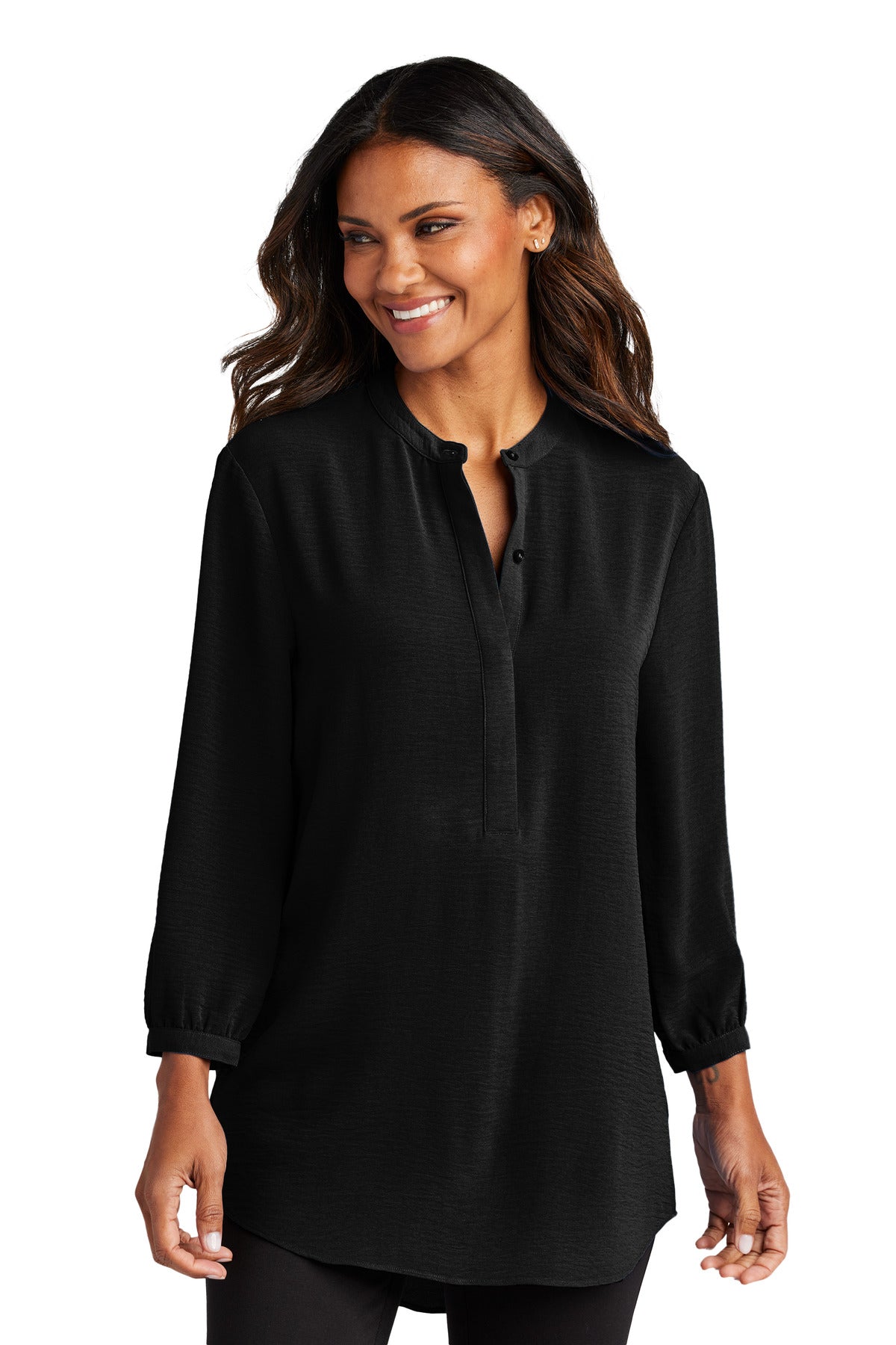 port authority ®  women's 3/4-sleeve textured crepe tunic lw713