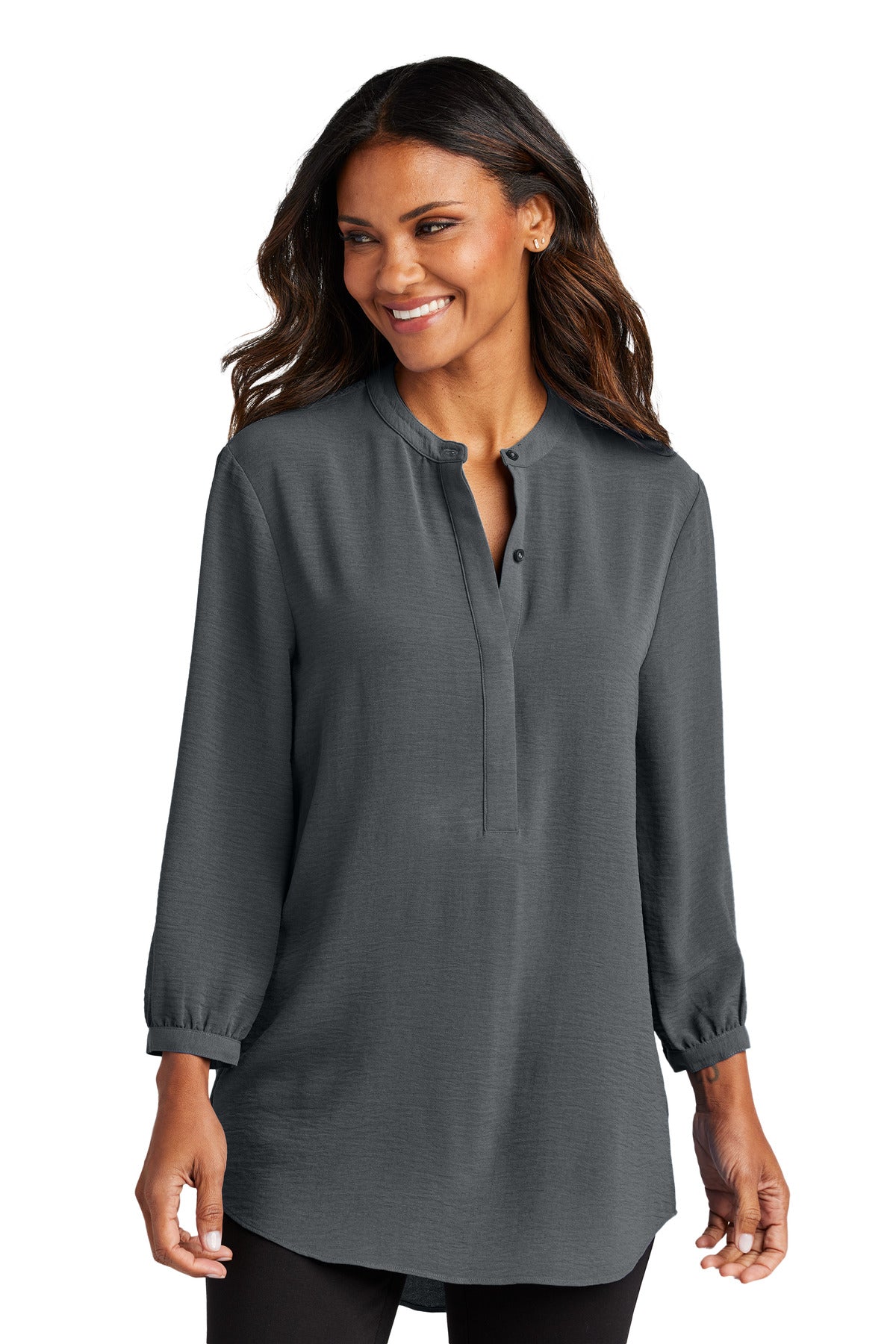 port authority ®  women's 3/4-sleeve textured crepe tunic lw713