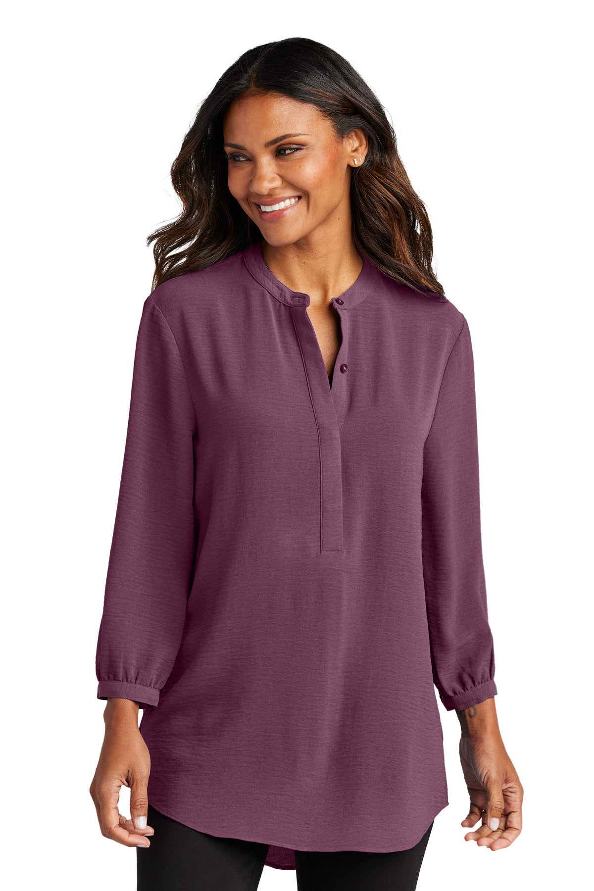 port authority ®  women's 3/4-sleeve textured crepe tunic lw713