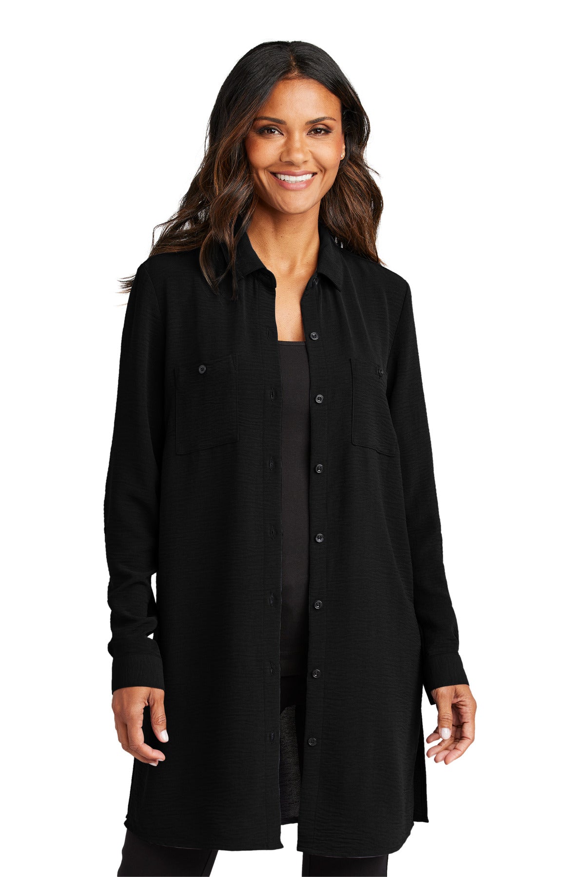 port authority ®  women's textured crepe long tunic lw715