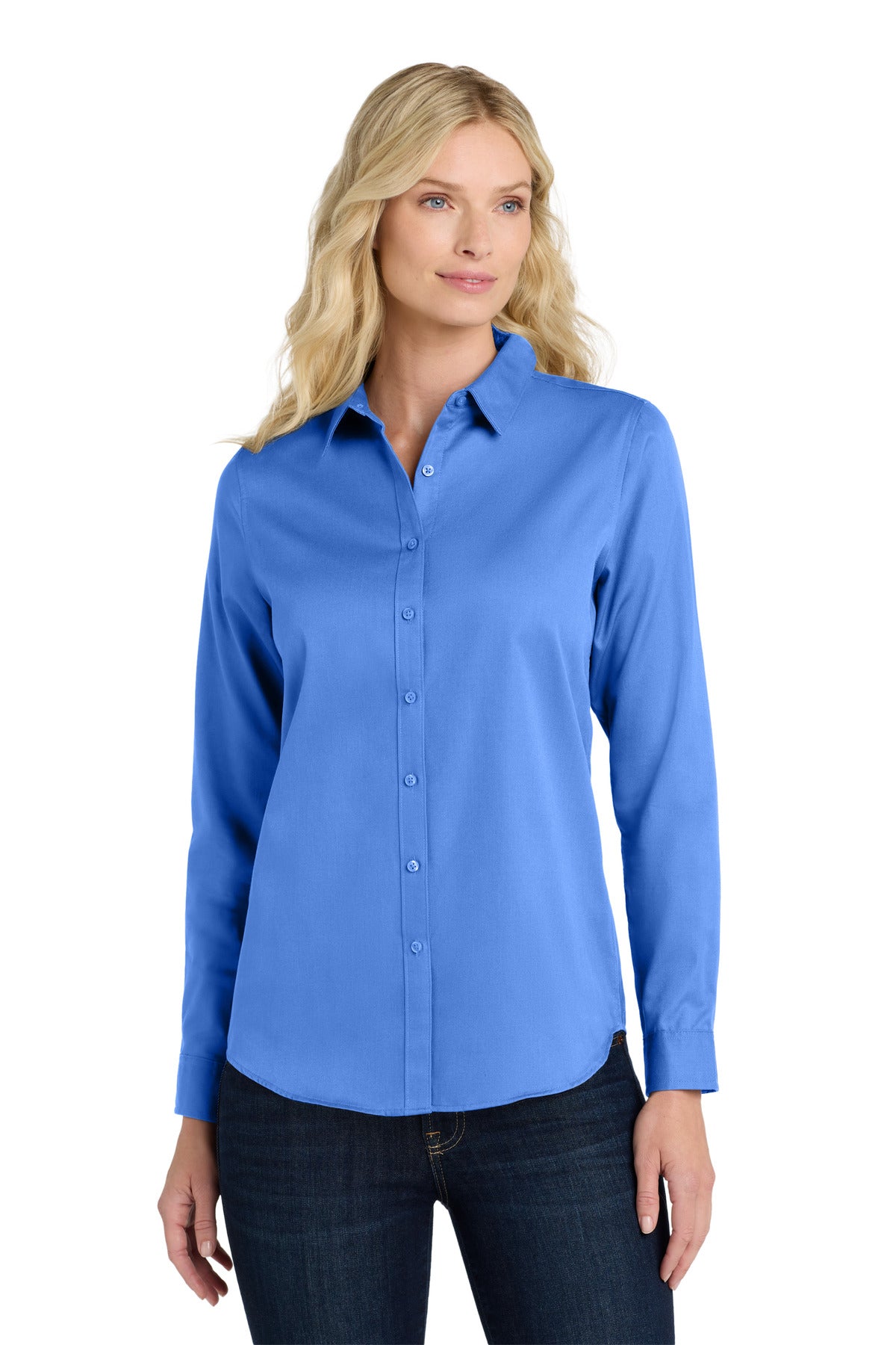 port authority ®  women's long sleeve superpro react ™ twill shirt. lw808