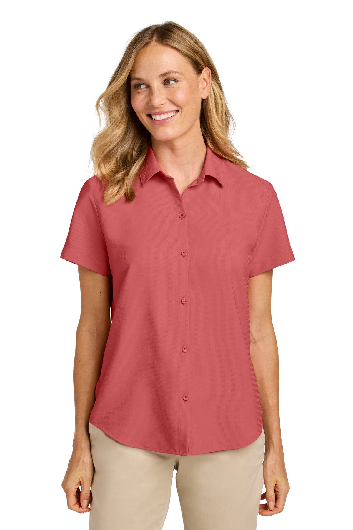 port authority ®  women's short sleeve uv dockside shirt lw963
