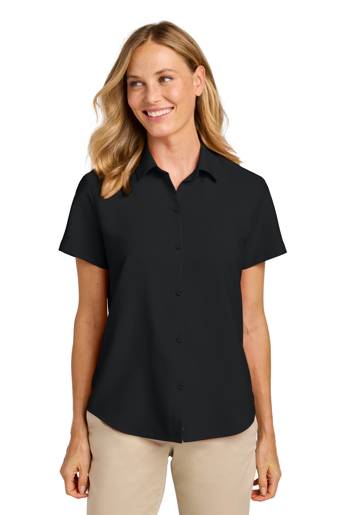 port authority ®  women's short sleeve uv dockside shirt lw963