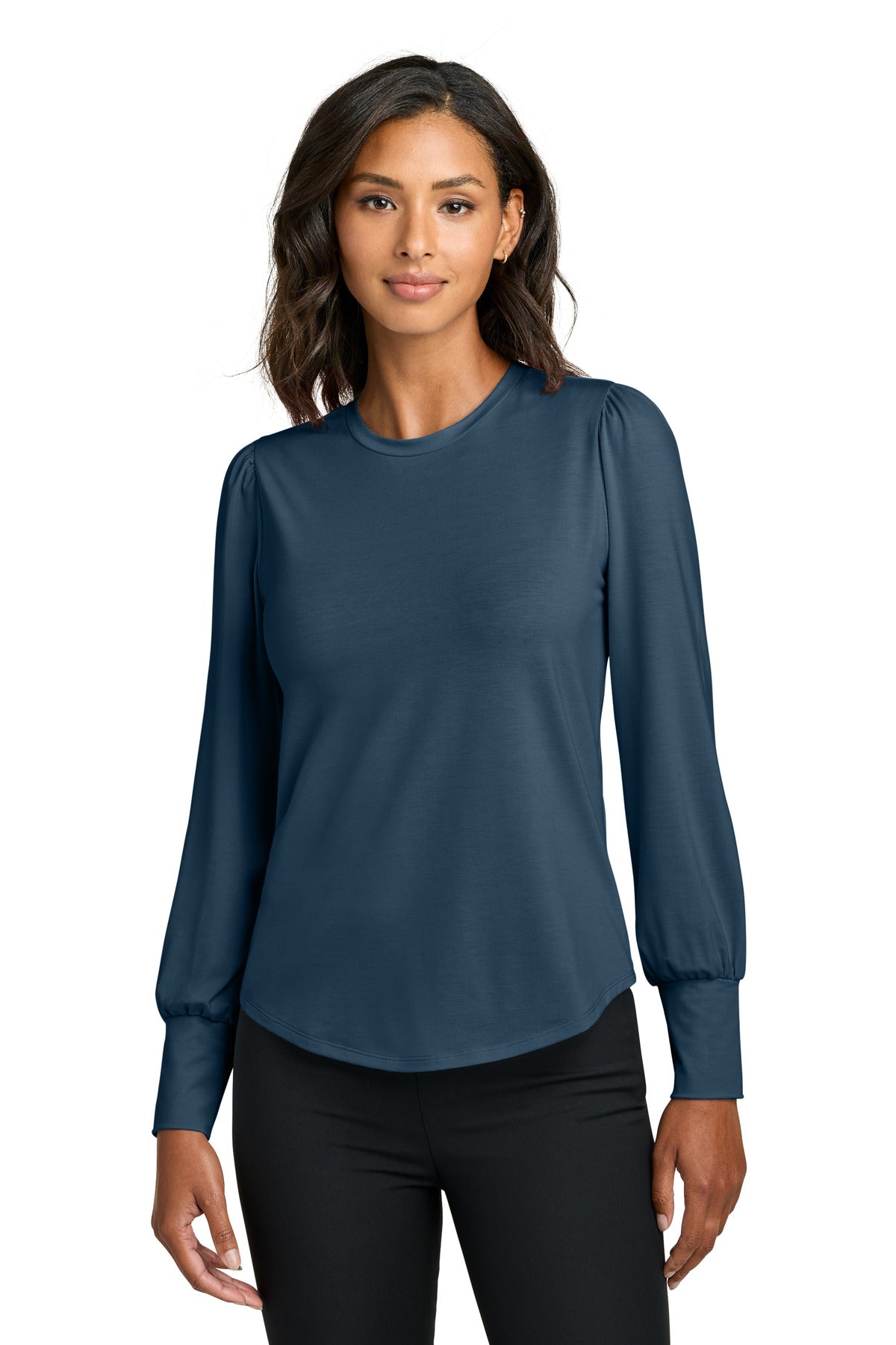 mercer+mettle ®  women's stretch jersey long sleeve blouson top mm1019
