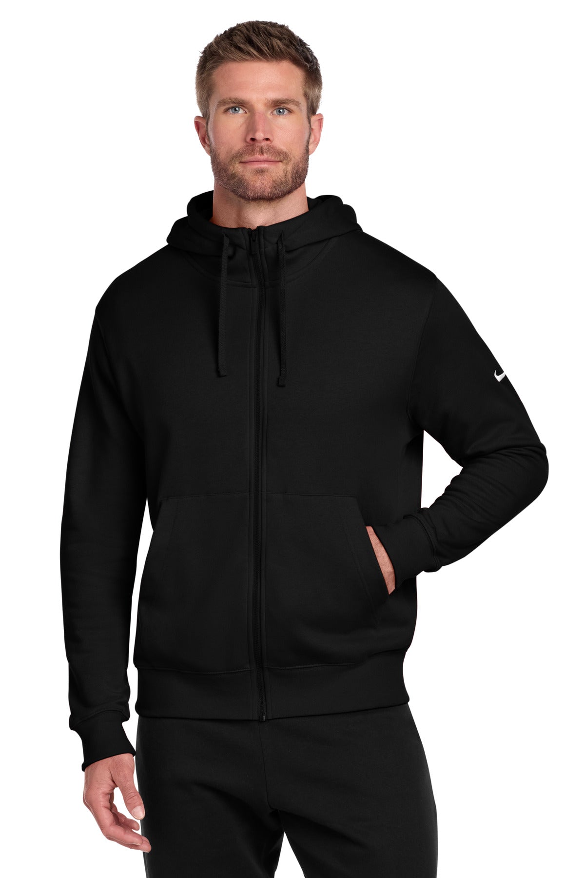nike club fleece sleeve swoosh full-zip hoodie nkdr1513