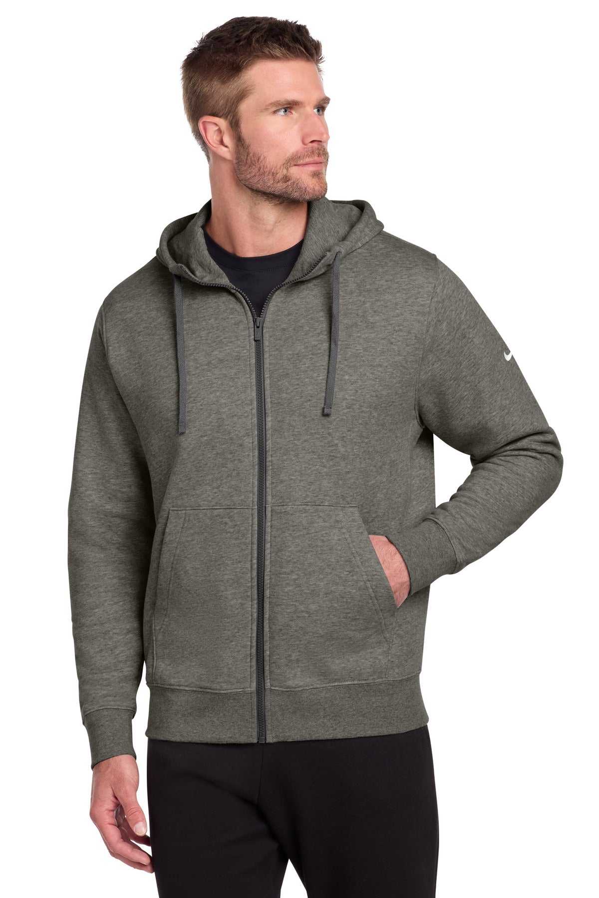 nike club fleece sleeve swoosh full-zip hoodie nkdr1513