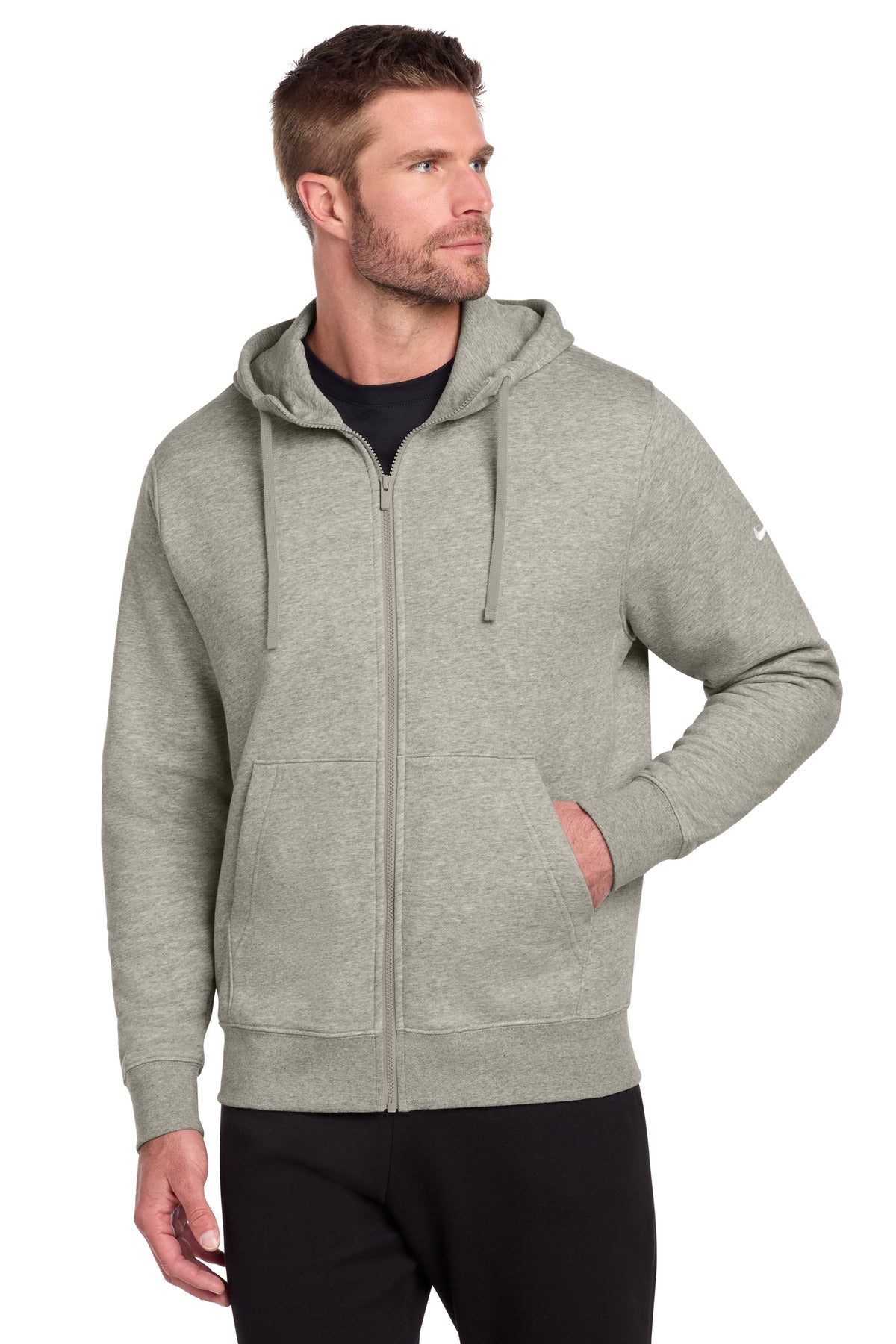 nike club fleece sleeve swoosh full-zip hoodie nkdr1513