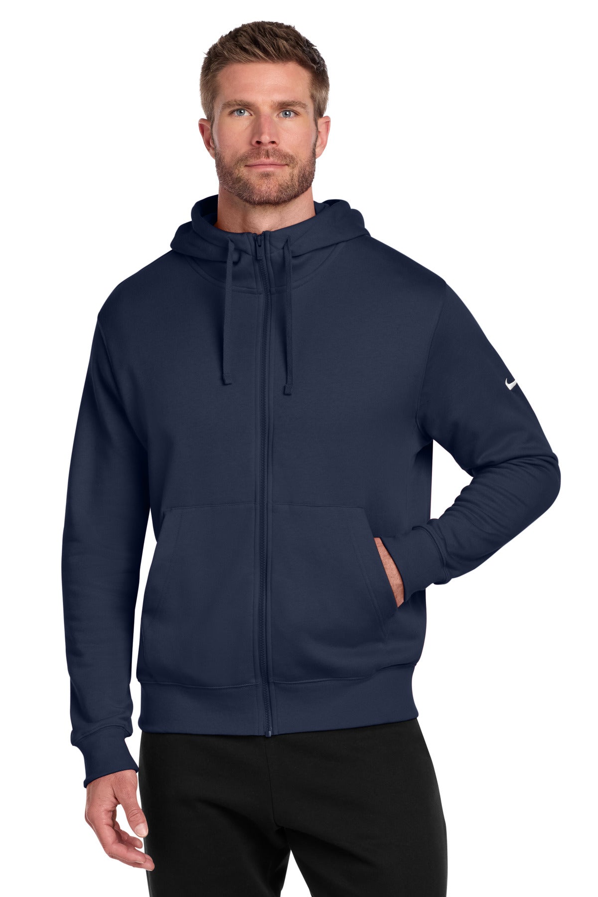 nike club fleece sleeve swoosh full-zip hoodie nkdr1513