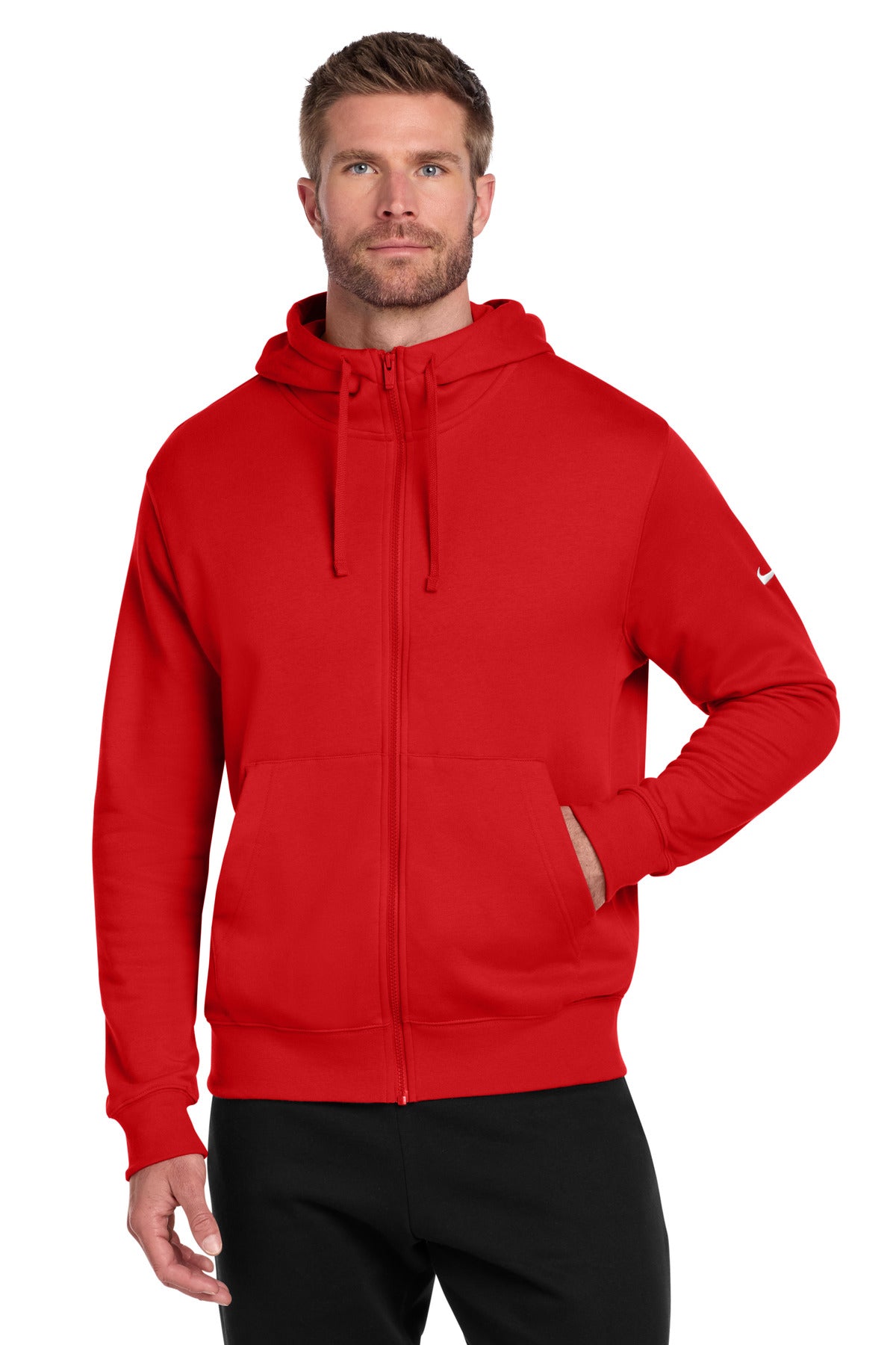 nike club fleece sleeve swoosh full-zip hoodie nkdr1513