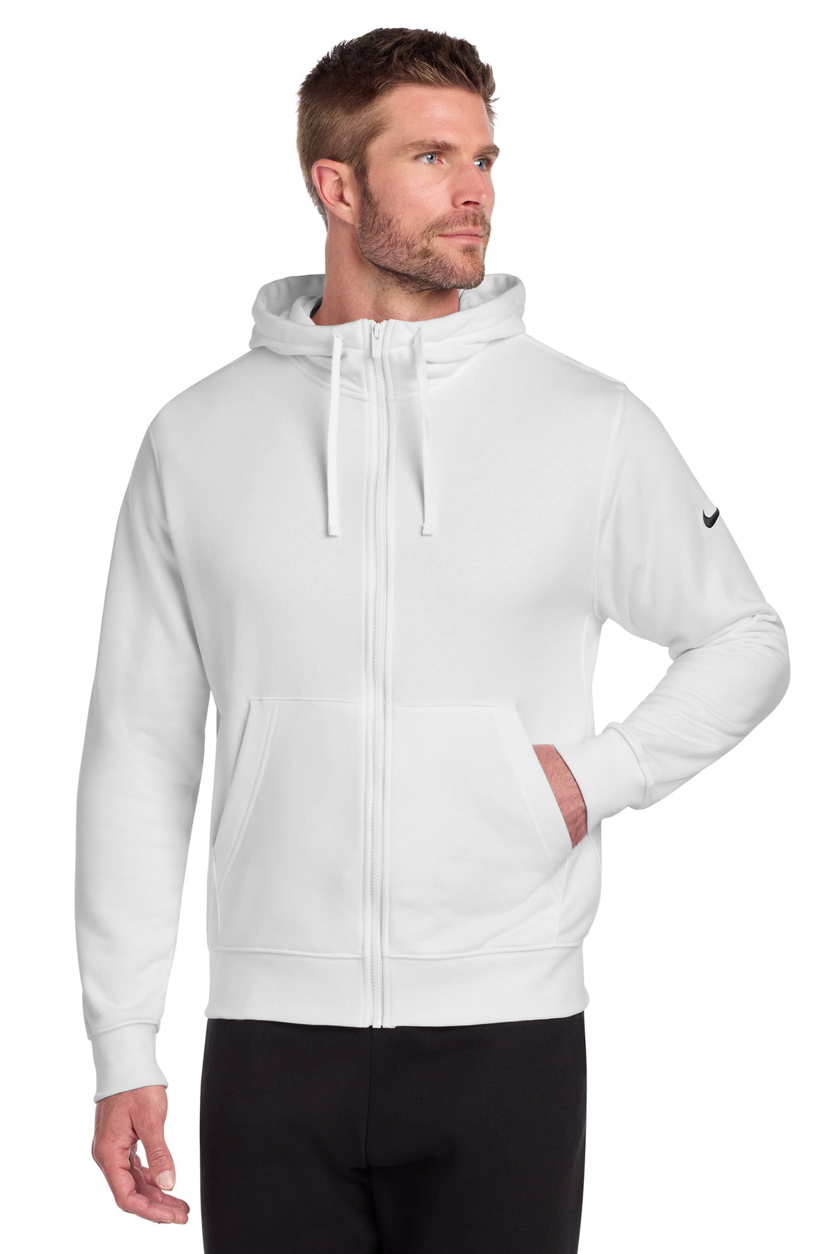 nike club fleece sleeve swoosh full-zip hoodie nkdr1513