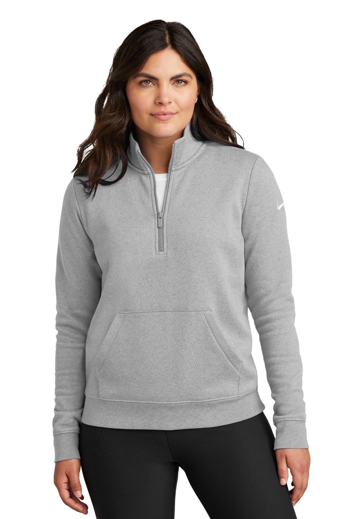 nike women's club fleece sleeve swoosh 1/2-zip nkdx6720