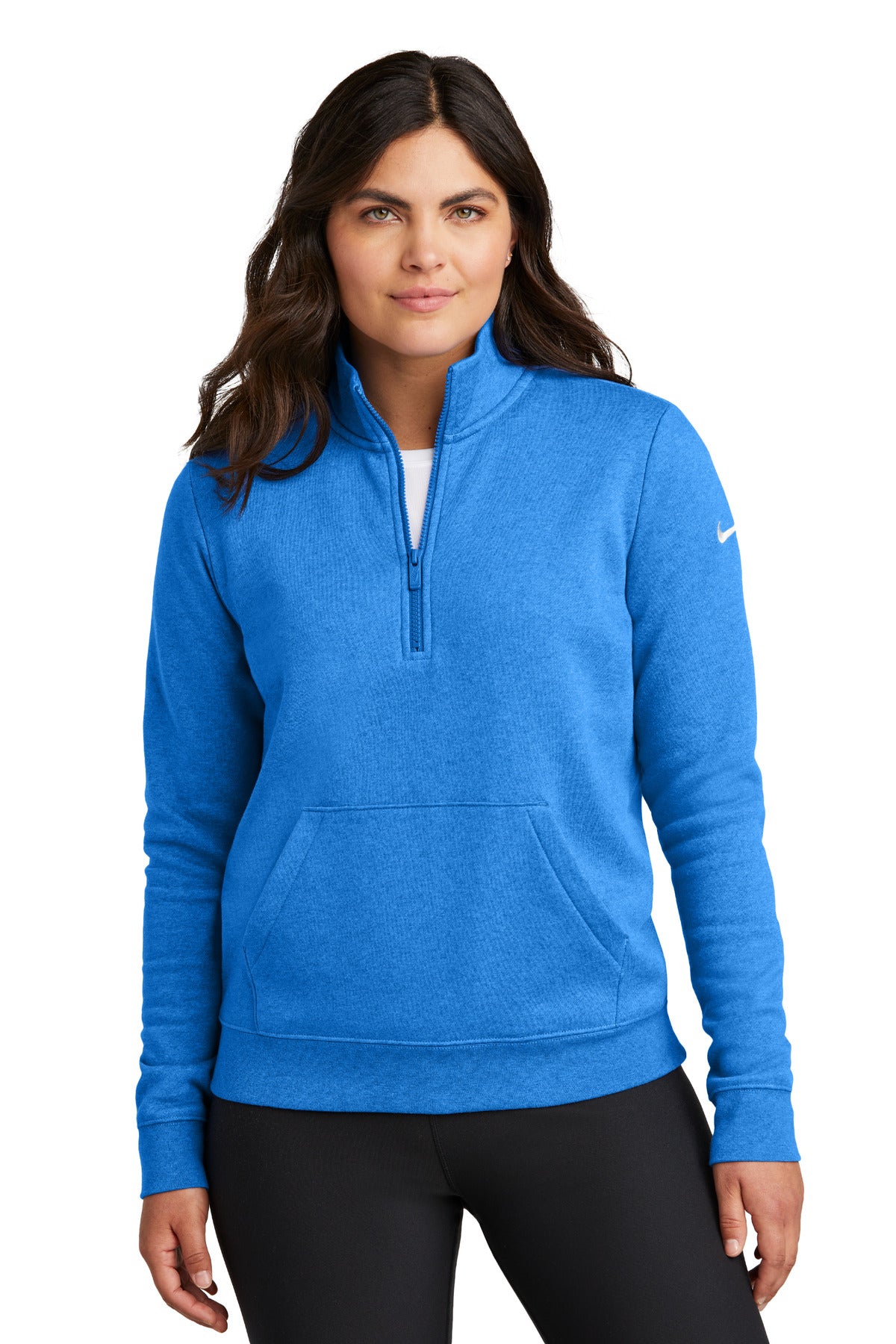 nike women's club fleece sleeve swoosh 1/2-zip nkdx6720