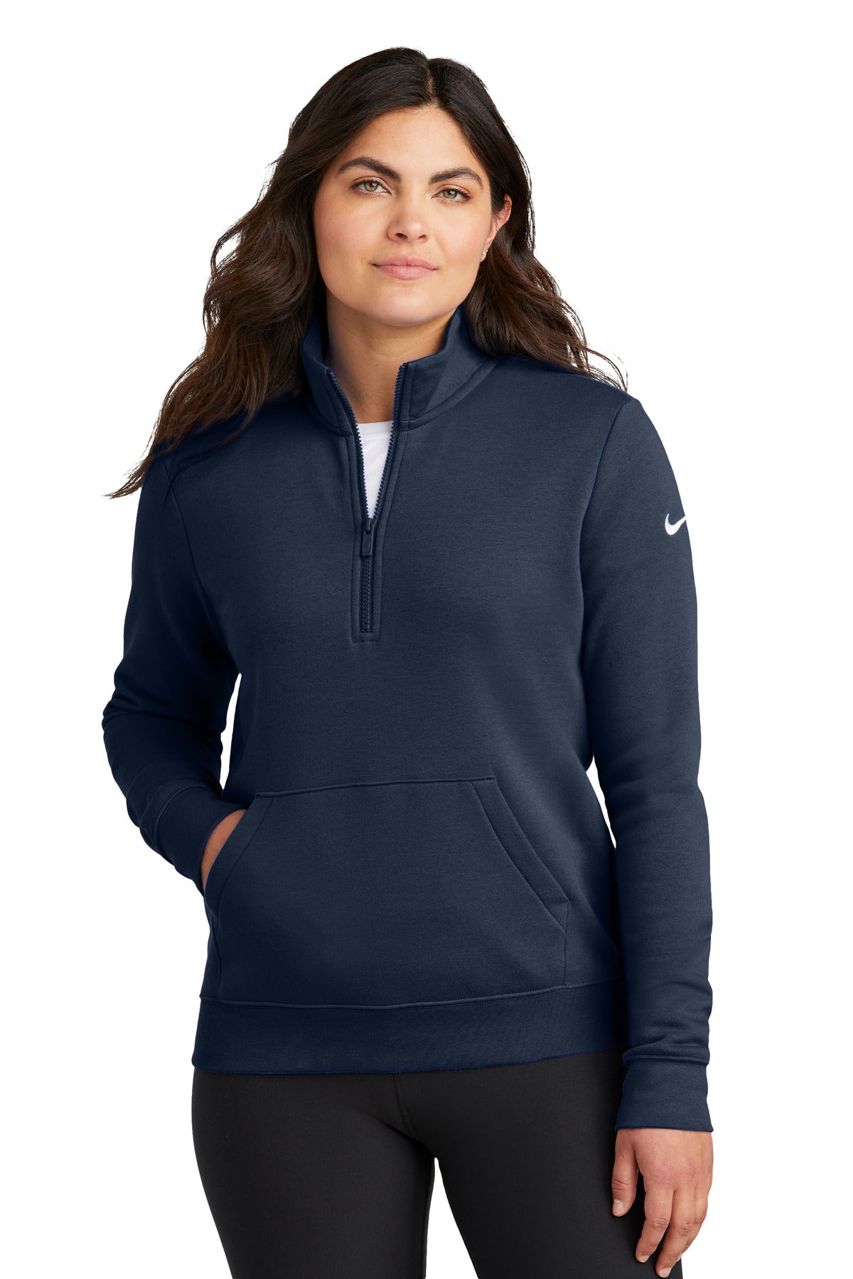 nike women's club fleece sleeve swoosh 1/2-zip nkdx6720