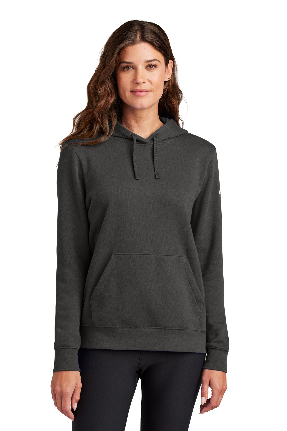 nike women's club fleece sleeve swoosh pullover hoodie nkfd9889