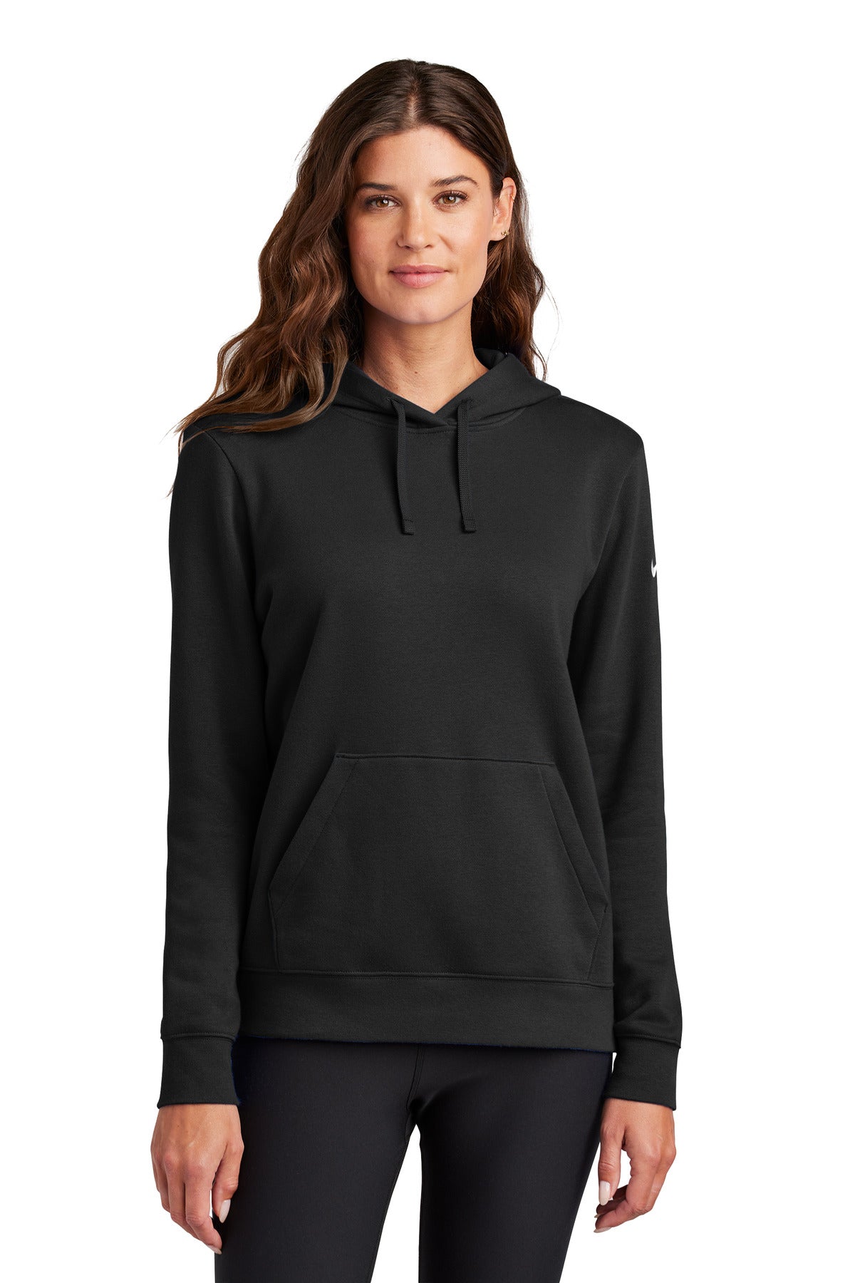 nike women's club fleece sleeve swoosh pullover hoodie nkfd9889