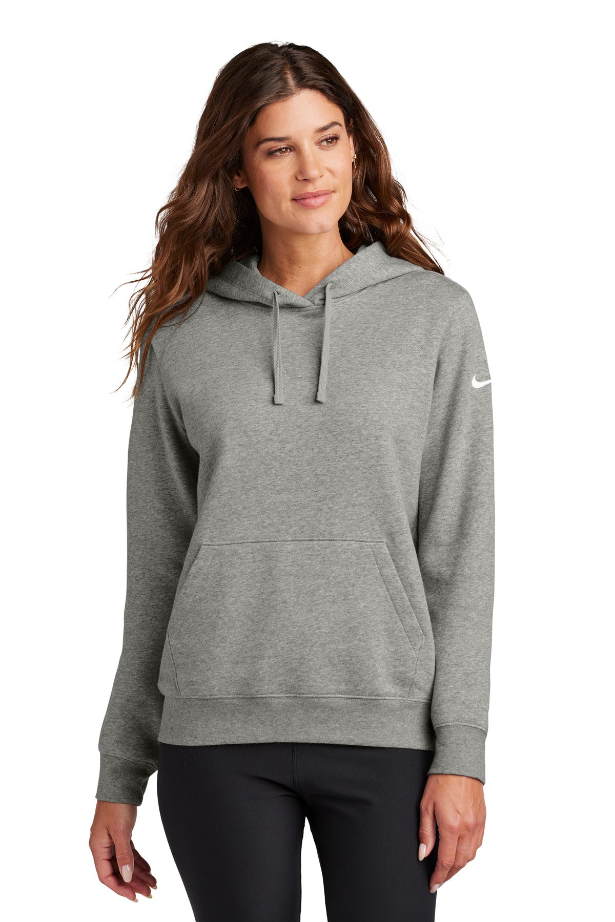 nike women's club fleece sleeve swoosh pullover hoodie nkfd9889