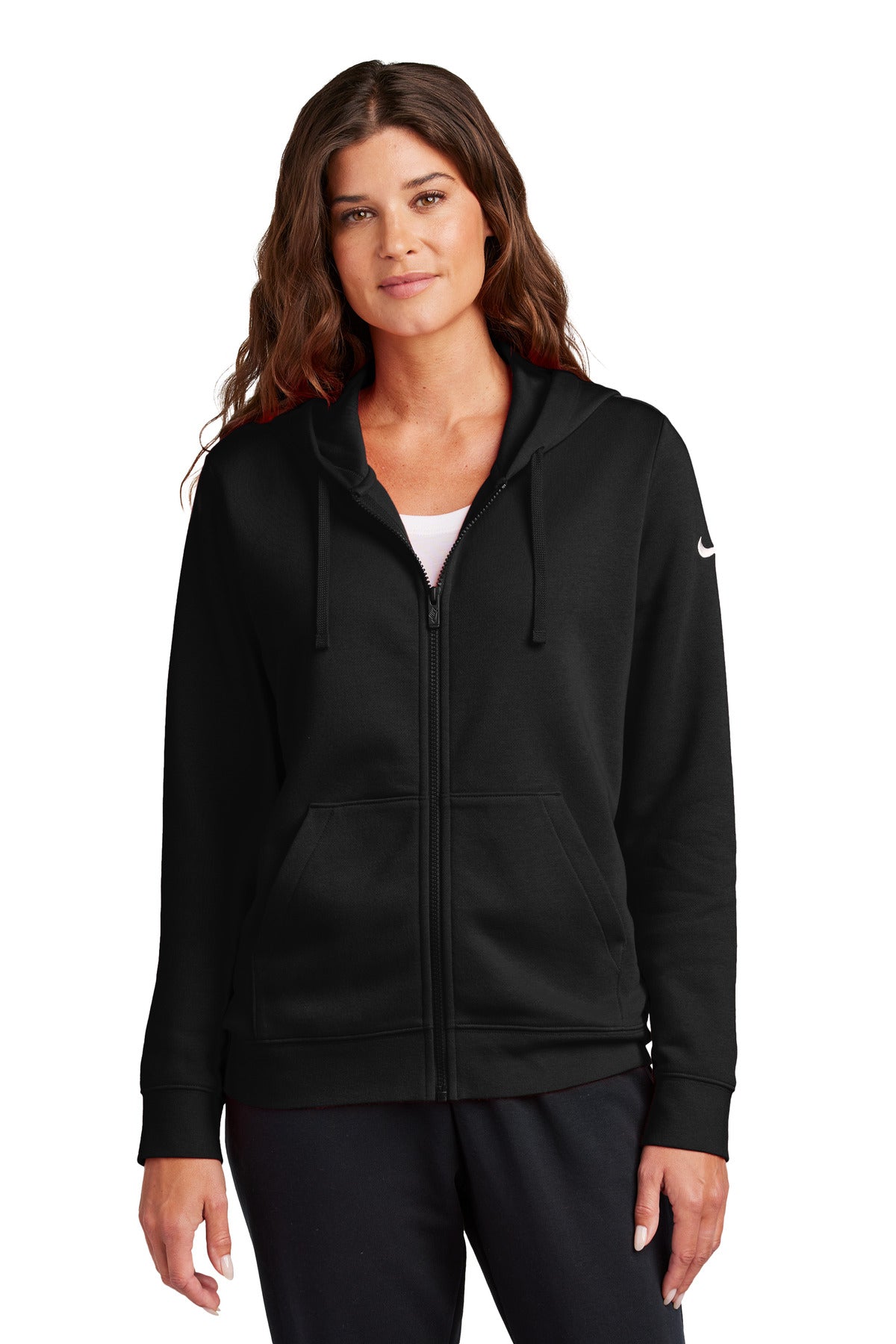 nike women's club fleece sleeve swoosh full-zip hoodie nkfd9890