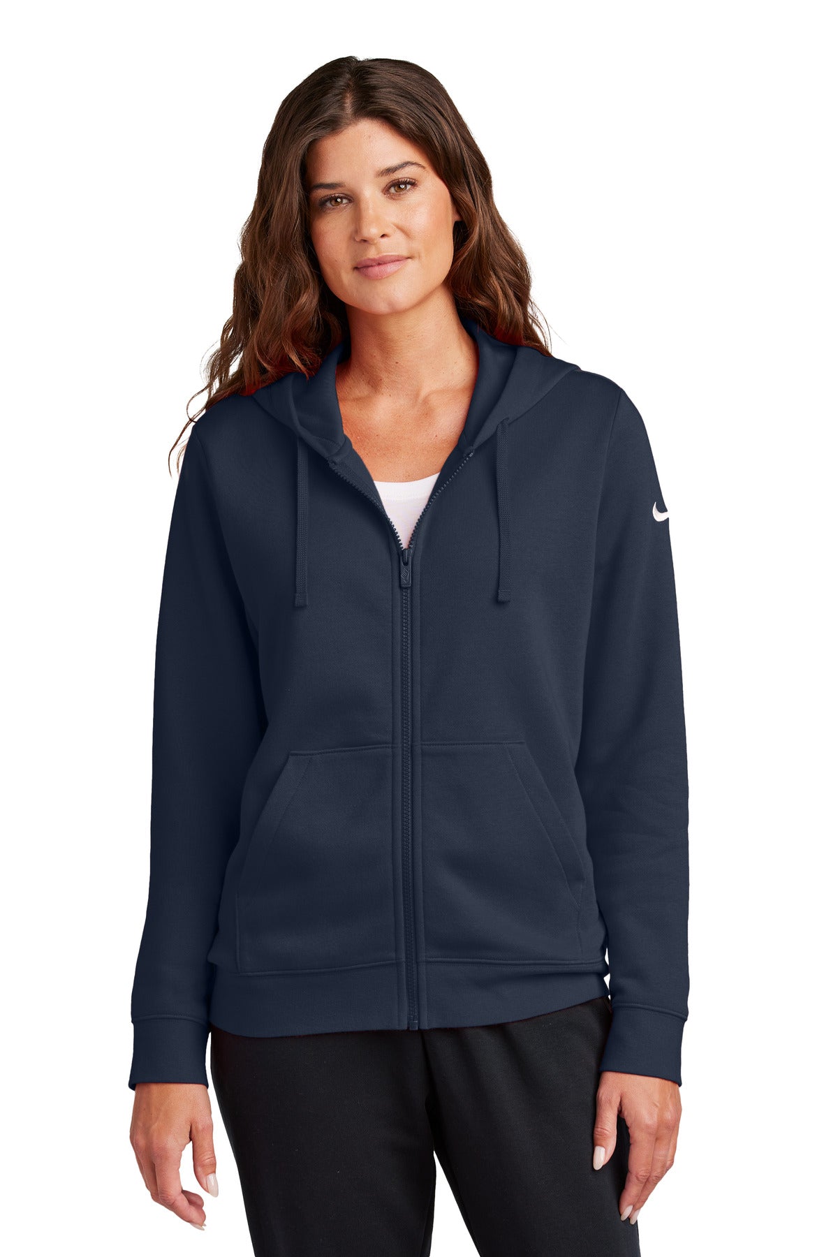 nike women's club fleece sleeve swoosh full-zip hoodie nkfd9890