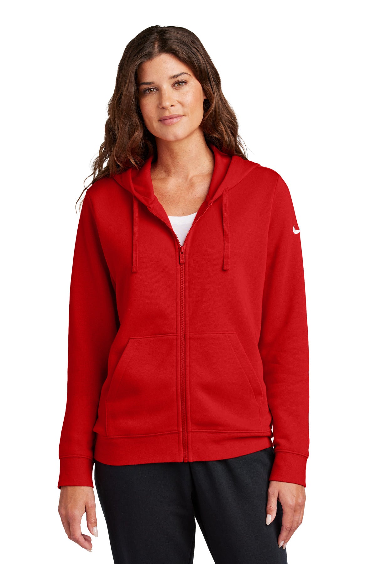 nike women's club fleece sleeve swoosh full-zip hoodie nkfd9890