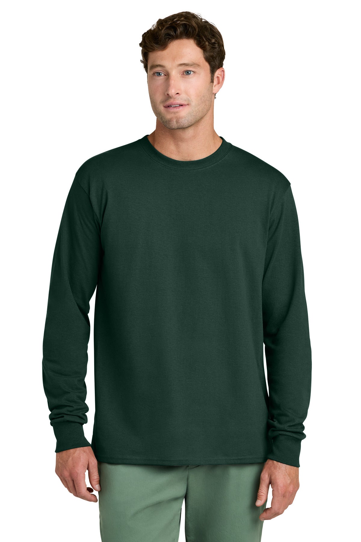port & co ™  long sleeve core cotton tee. pc54ls