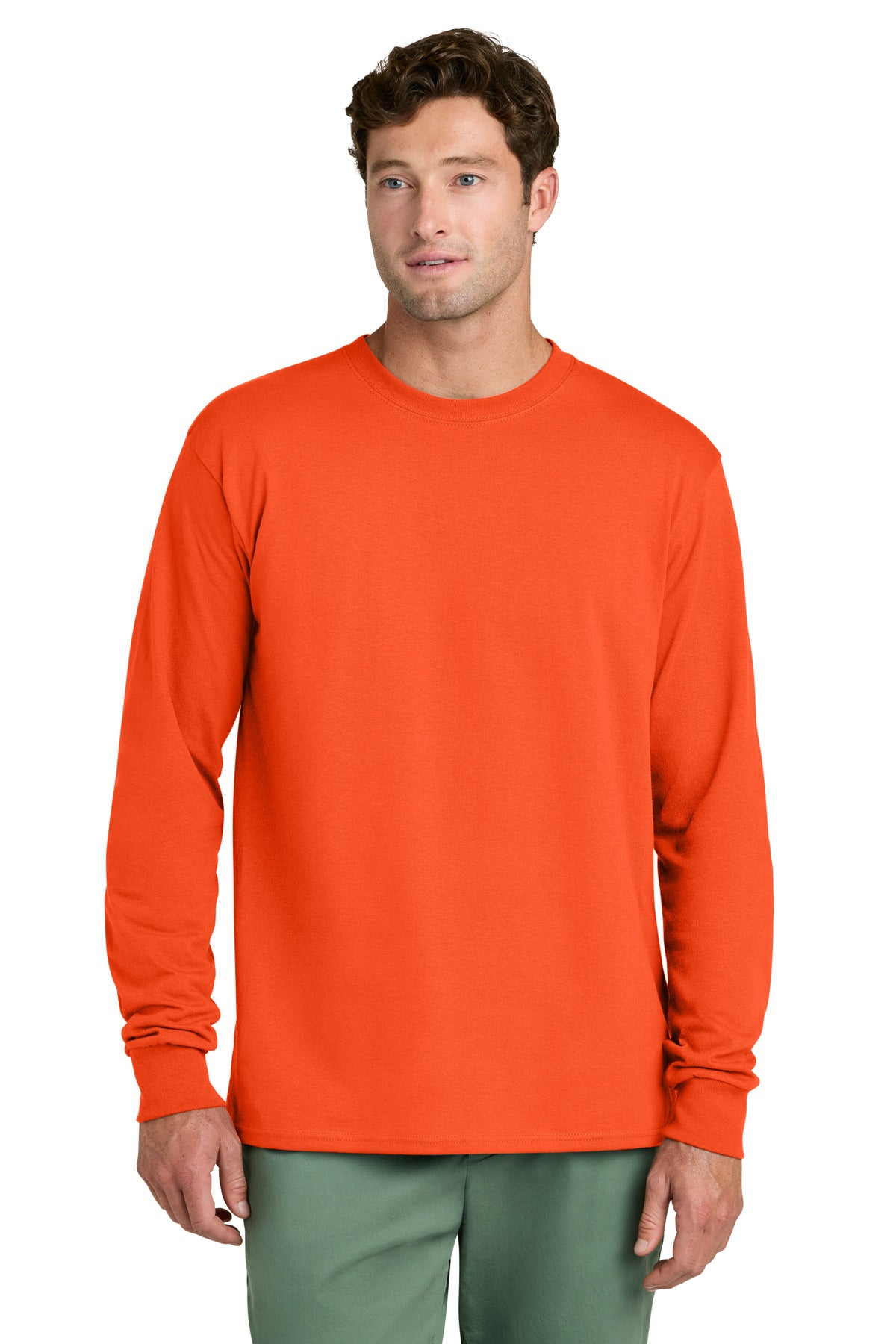 port & co ™  long sleeve core cotton tee. pc54ls