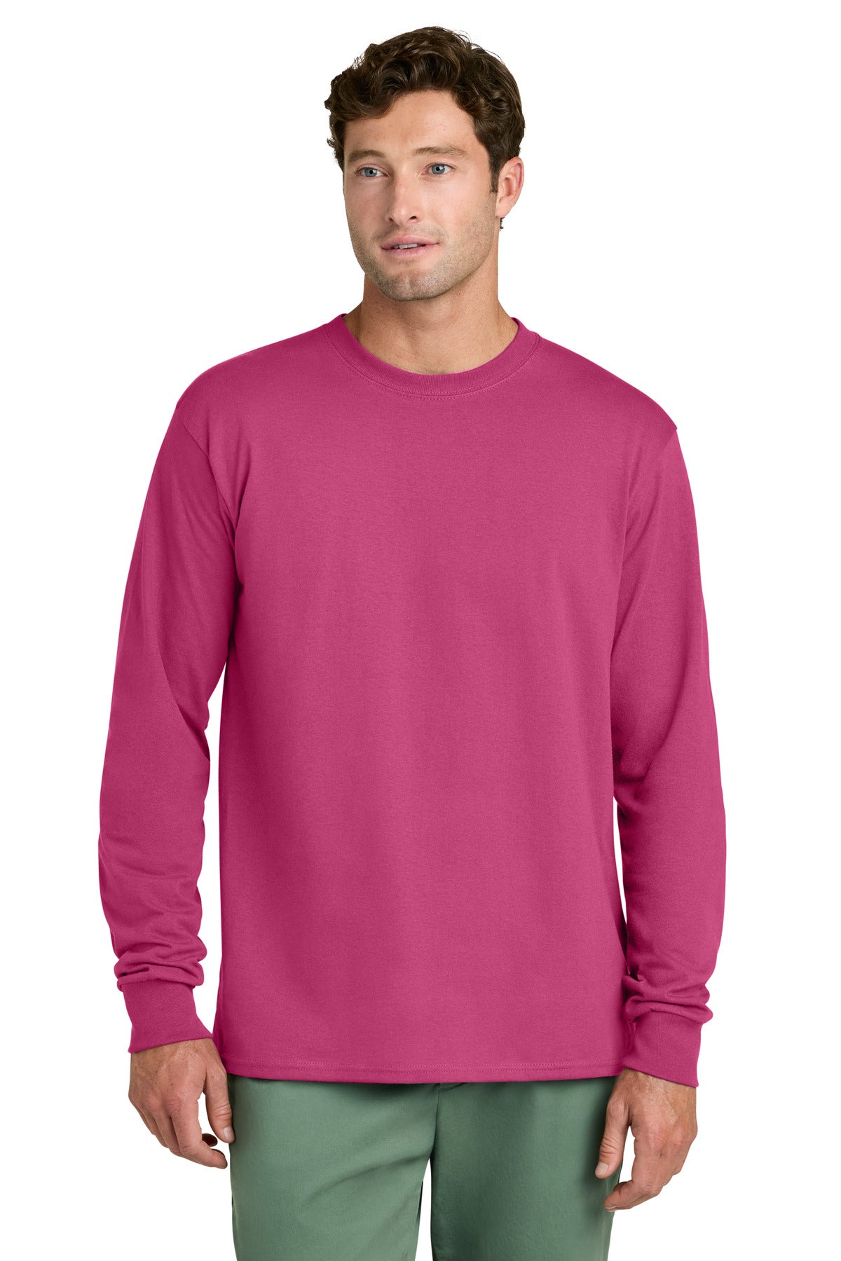 port & co ™  long sleeve core cotton tee. pc54ls