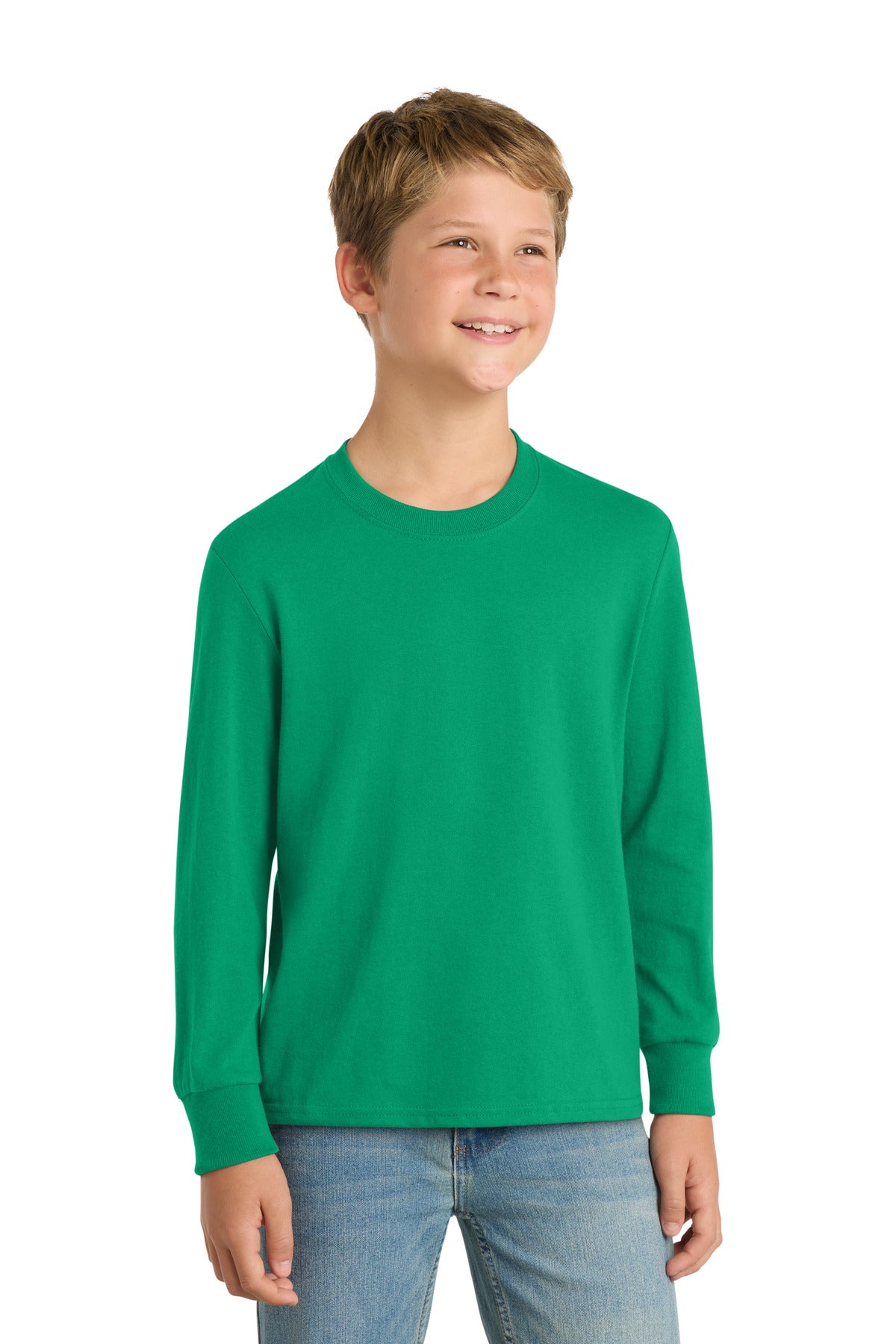 port & co ™  youth long sleeve core cotton tee. pc54yls