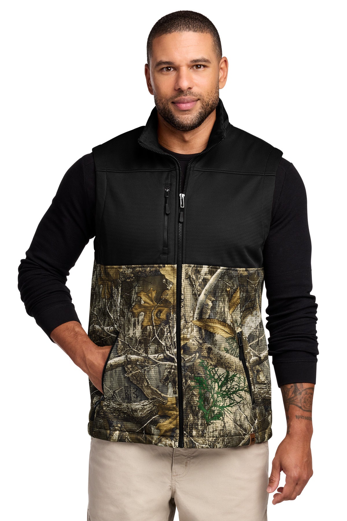 russell outdoors ™  realtree ®  atlas colorblock soft shell vest ru604