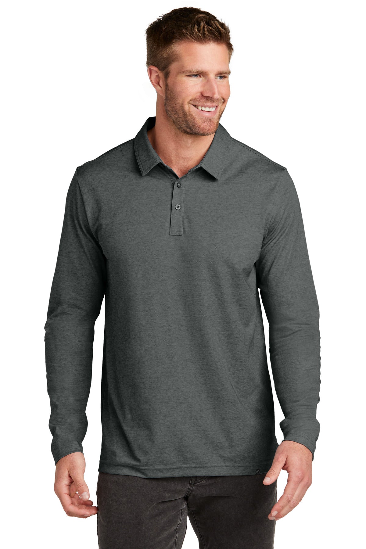 travismathew oceanside heather long sleeve polo tm1mz343