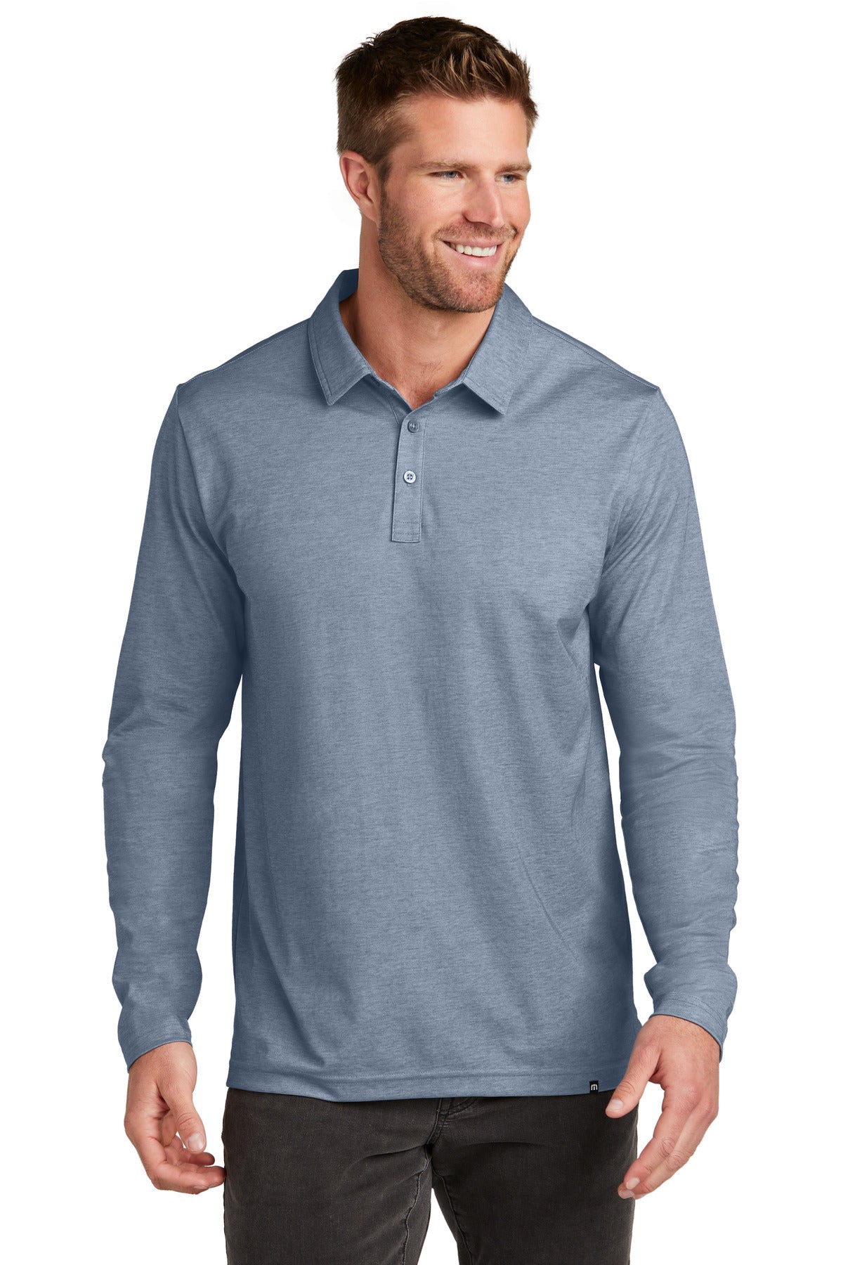 travismathew oceanside heather long sleeve polo tm1mz343