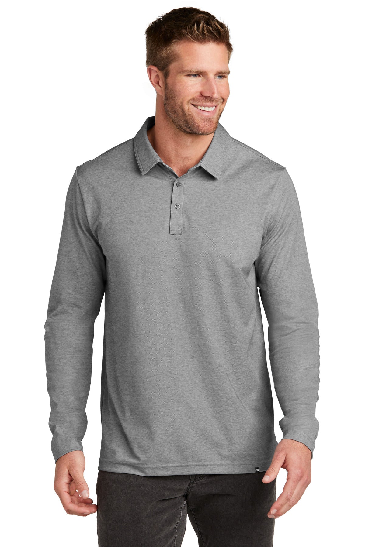 travismathew oceanside heather long sleeve polo tm1mz343