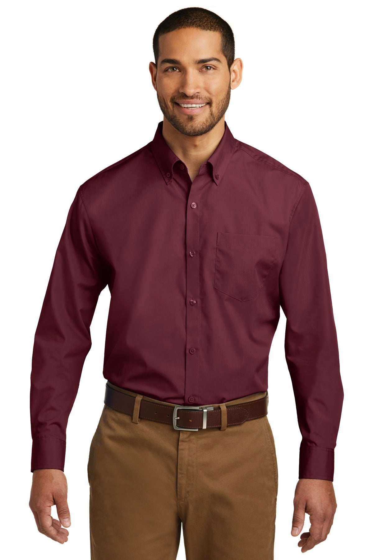 port authority ®  long sleeve carefree poplin shirt. w100