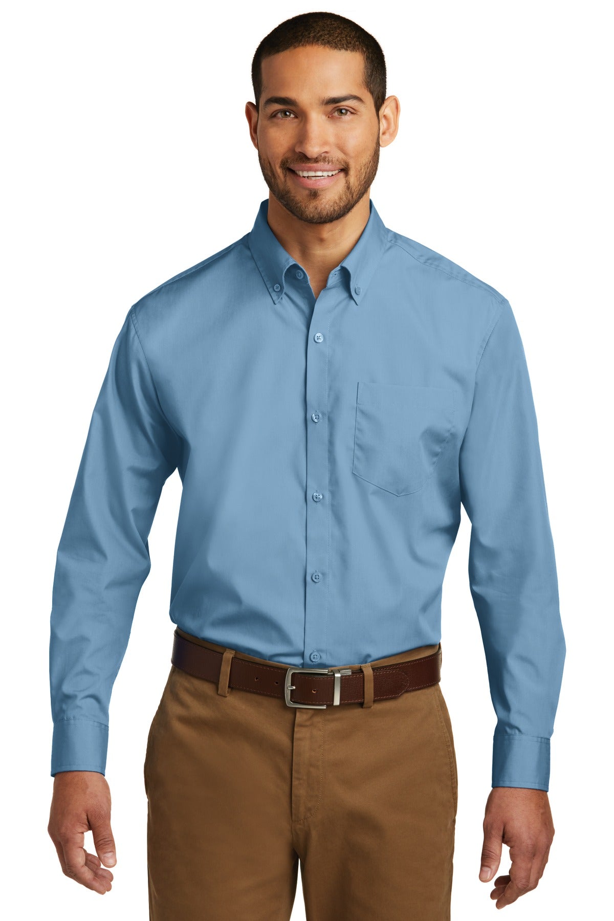 port authority ®  long sleeve carefree poplin shirt. w100