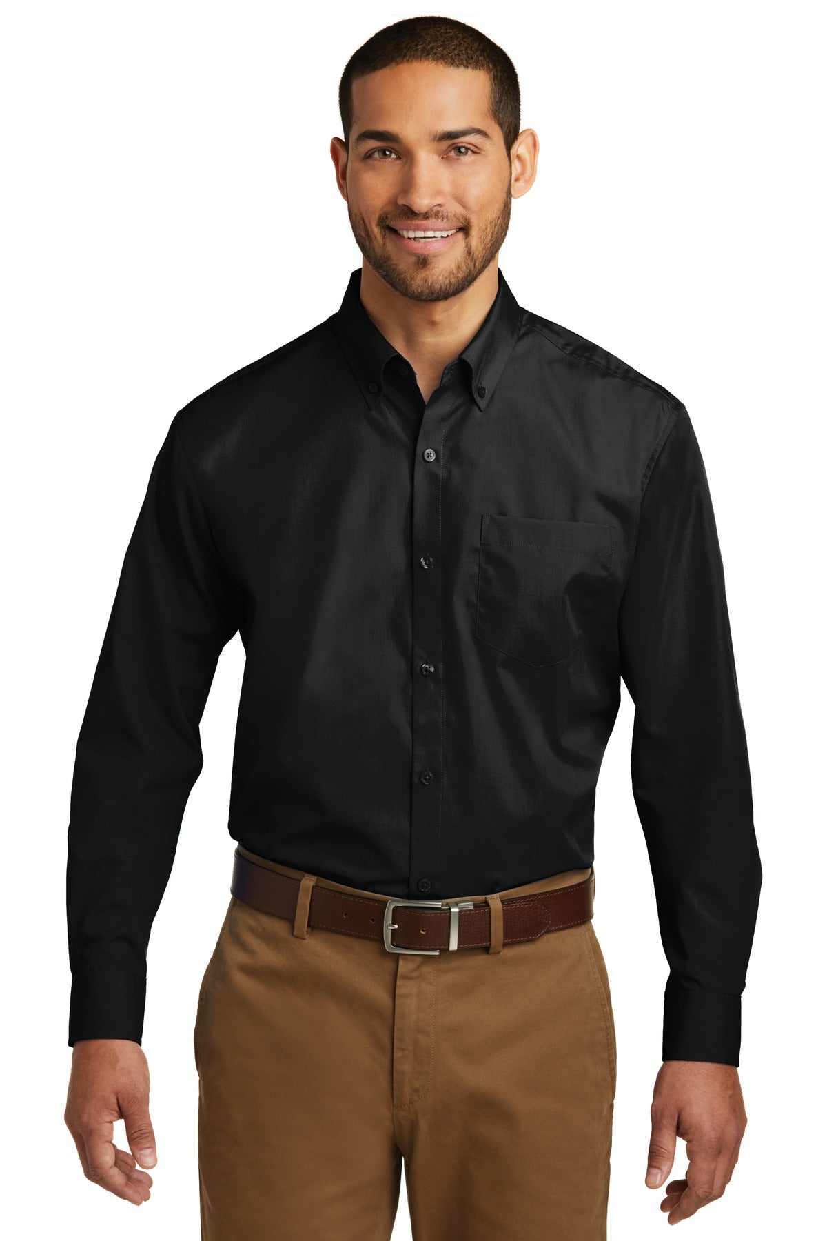 port authority ®  long sleeve carefree poplin shirt. w100