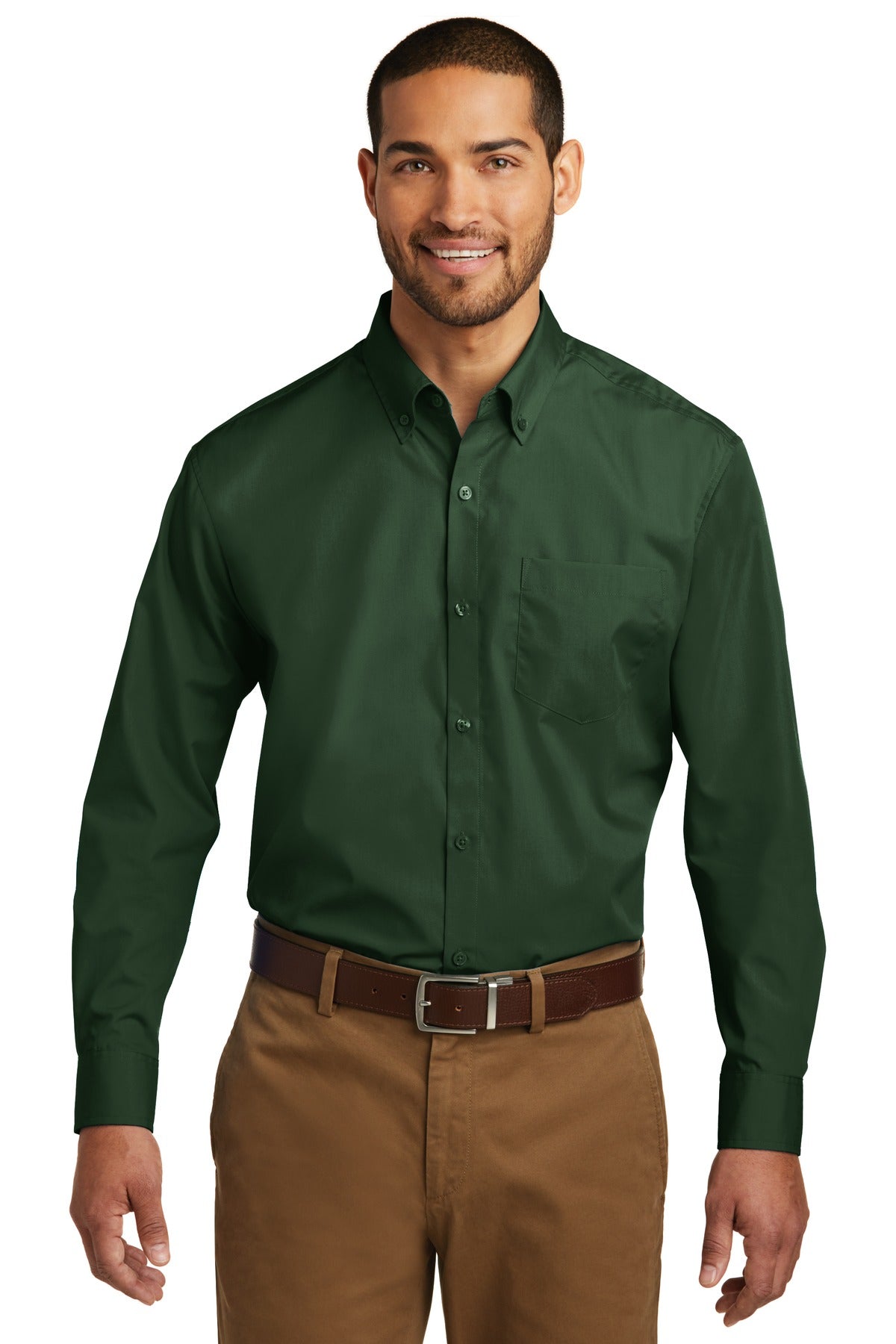 port authority ®  long sleeve carefree poplin shirt. w100