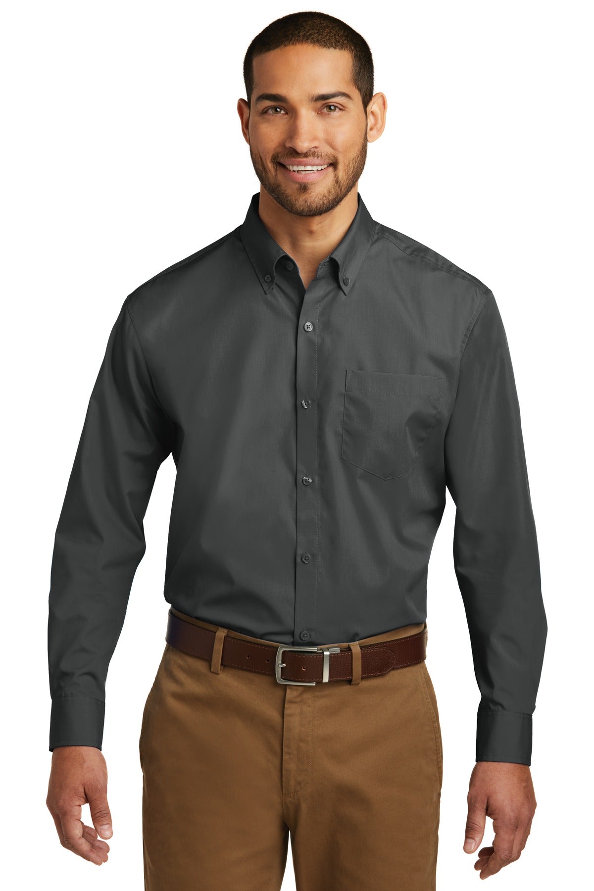 port authority ®  long sleeve carefree poplin shirt. w100