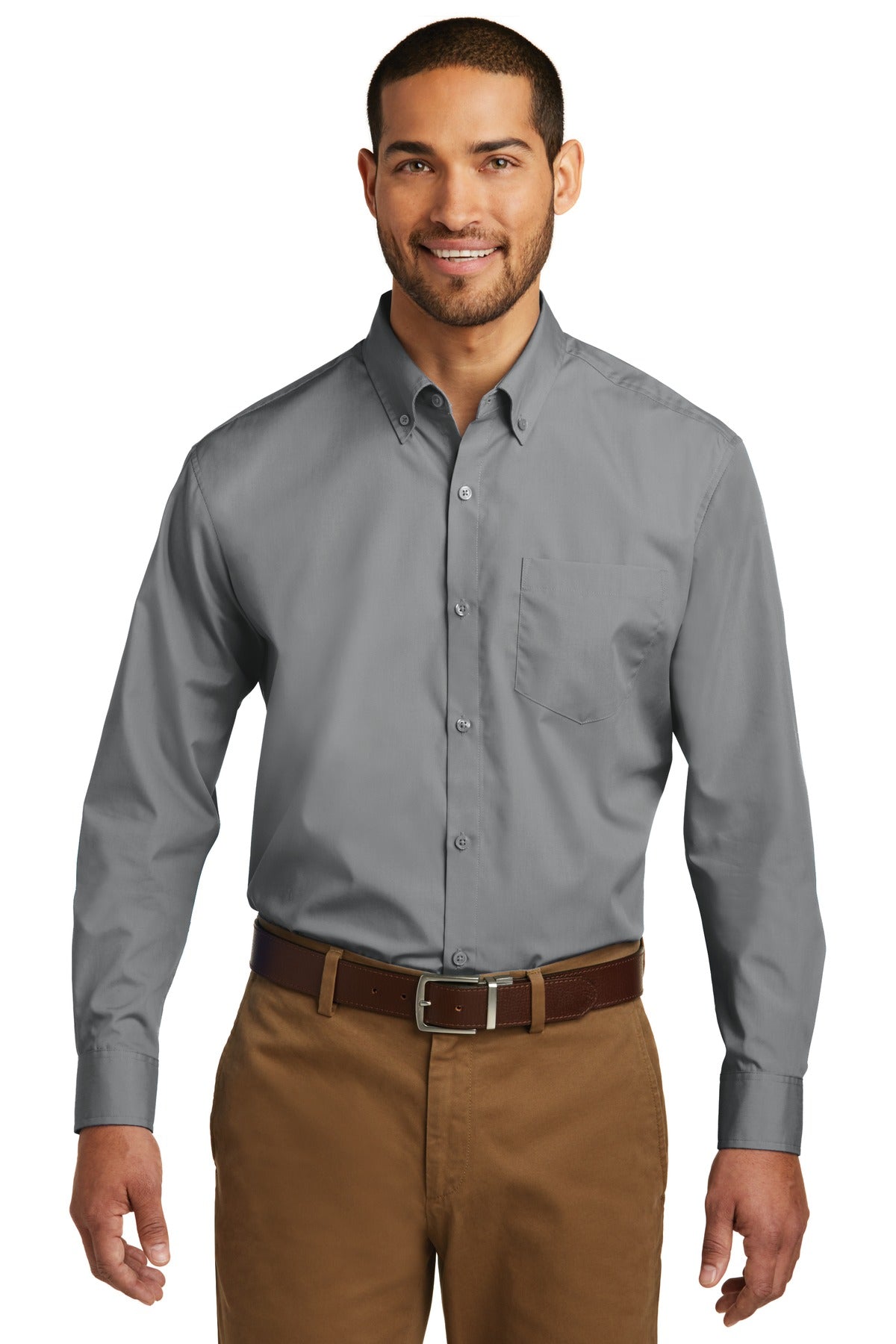 port authority ®  long sleeve carefree poplin shirt. w100
