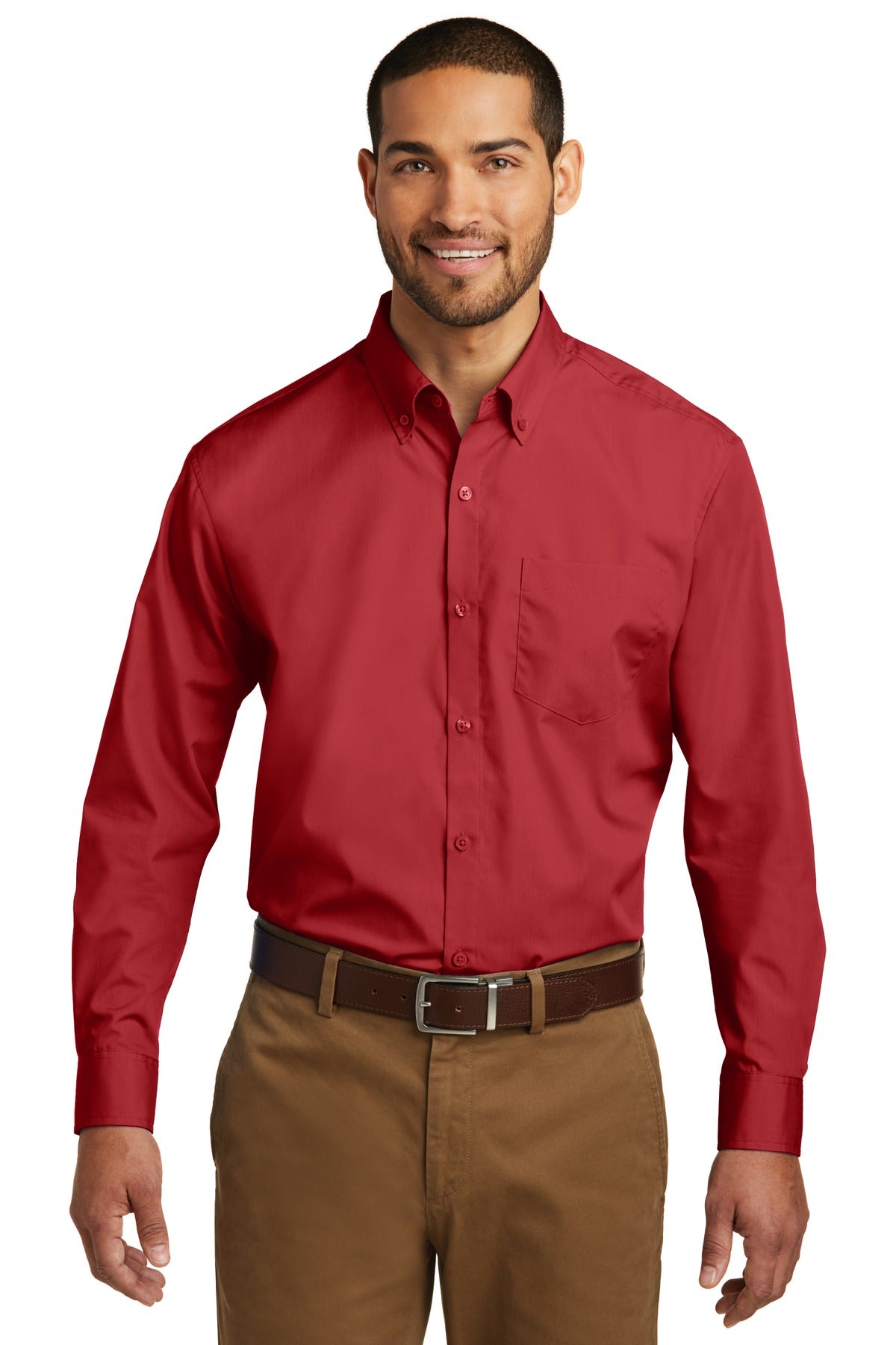 port authority ®  long sleeve carefree poplin shirt. w100