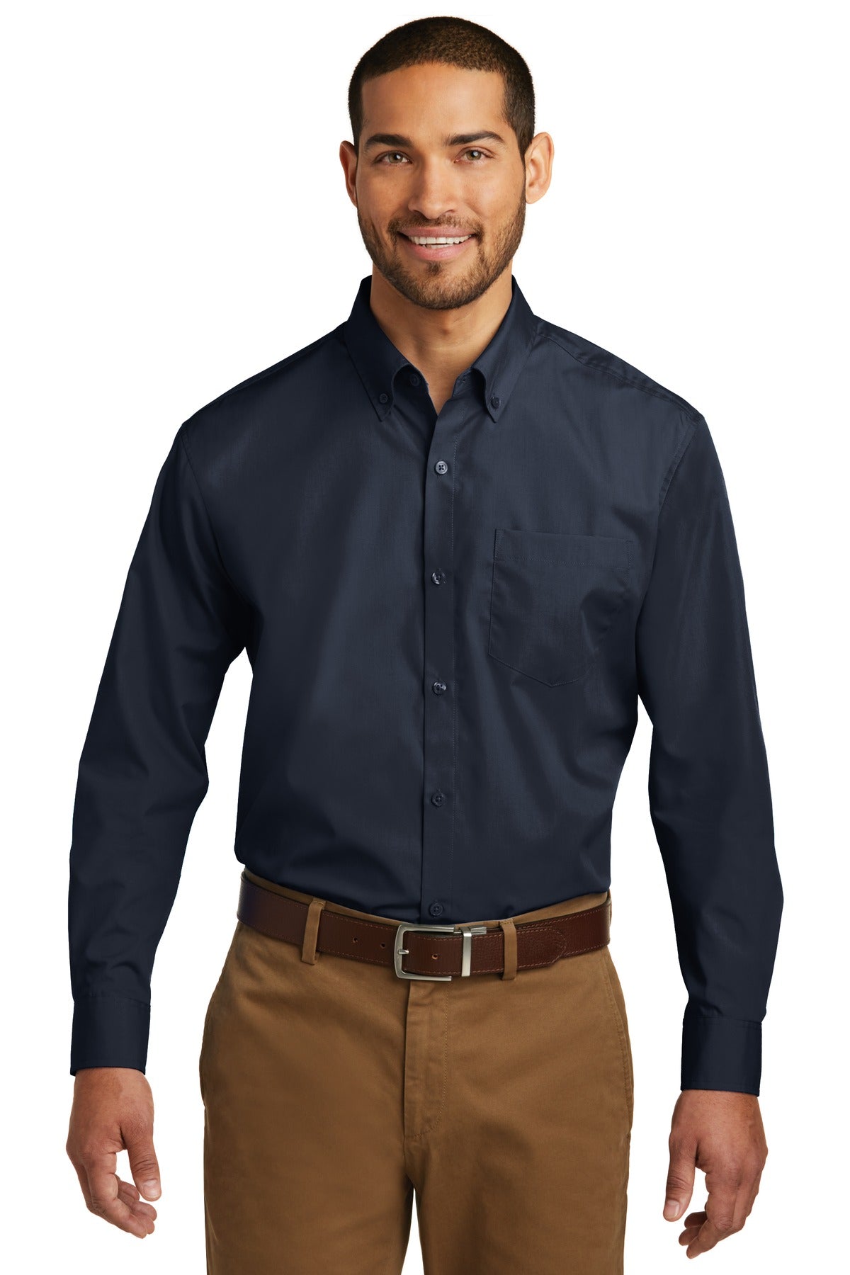 port authority ®  long sleeve carefree poplin shirt. w100
