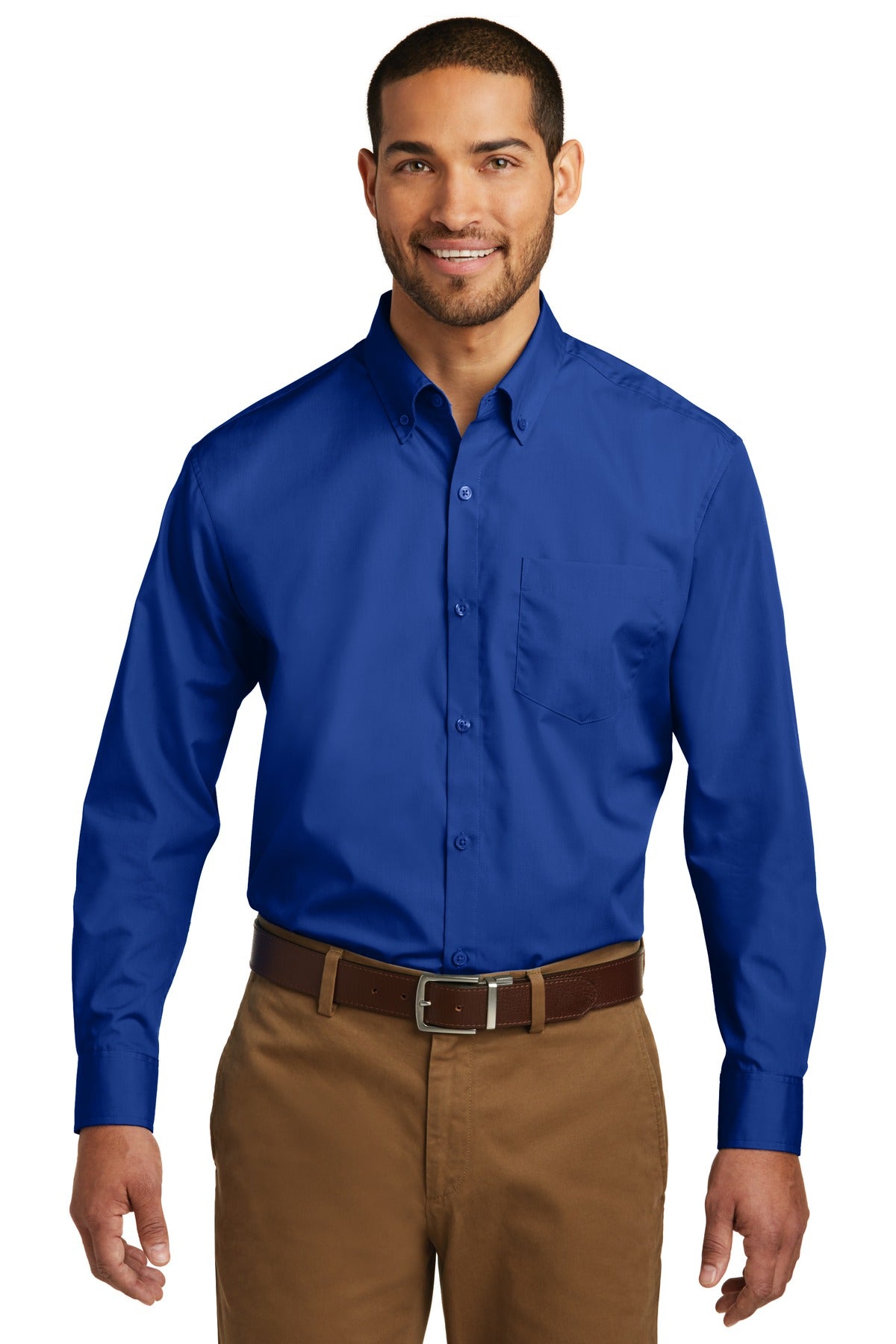 port authority ®  long sleeve carefree poplin shirt. w100